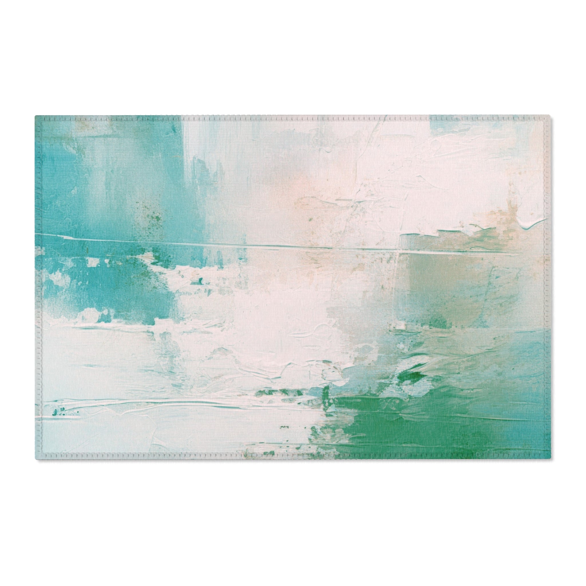 Modern Area Rug | Abstract Blush Pink, Teal Blue, Green