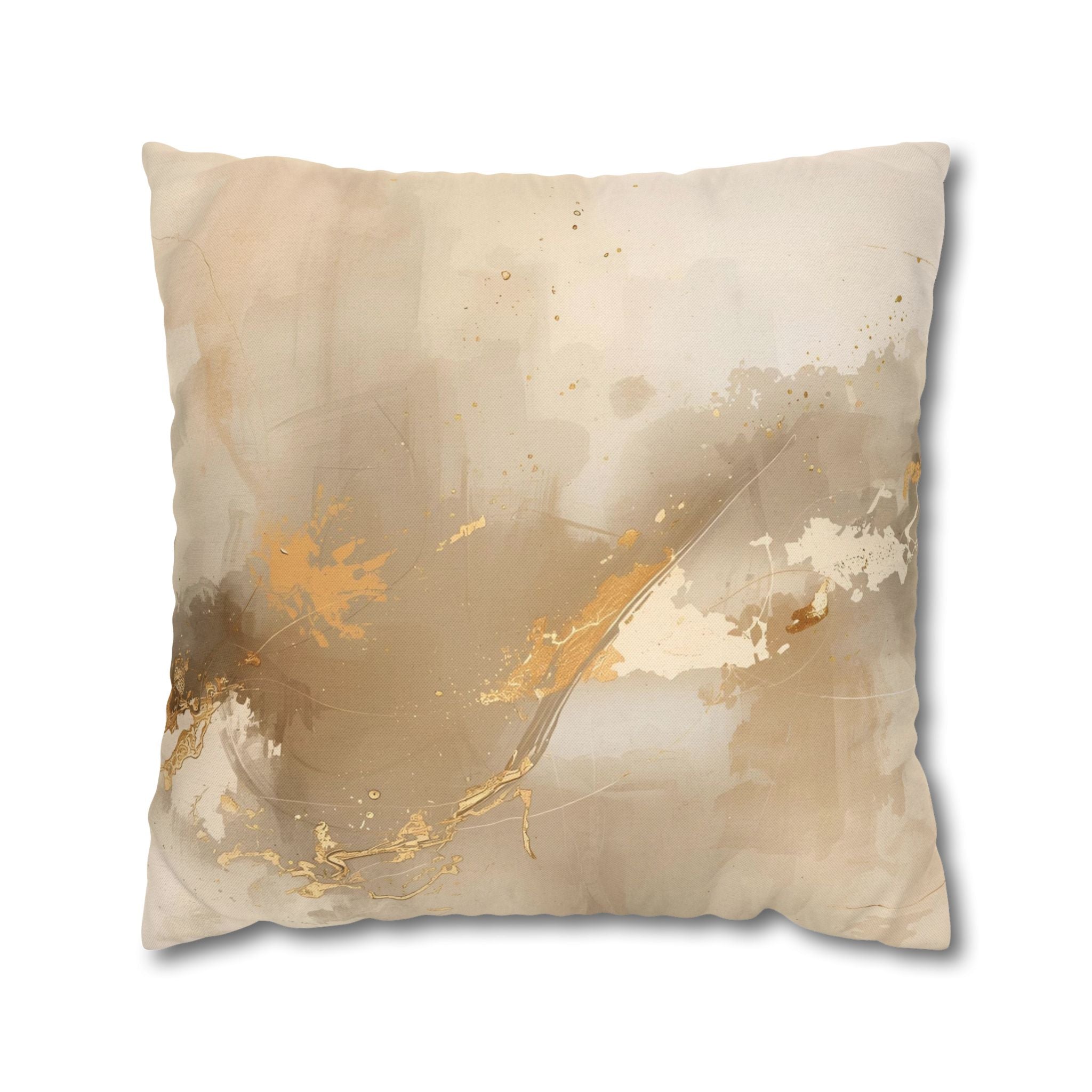 Abstract Pillow Cover | Earthy Neutral Beige Muted Gold Ombre