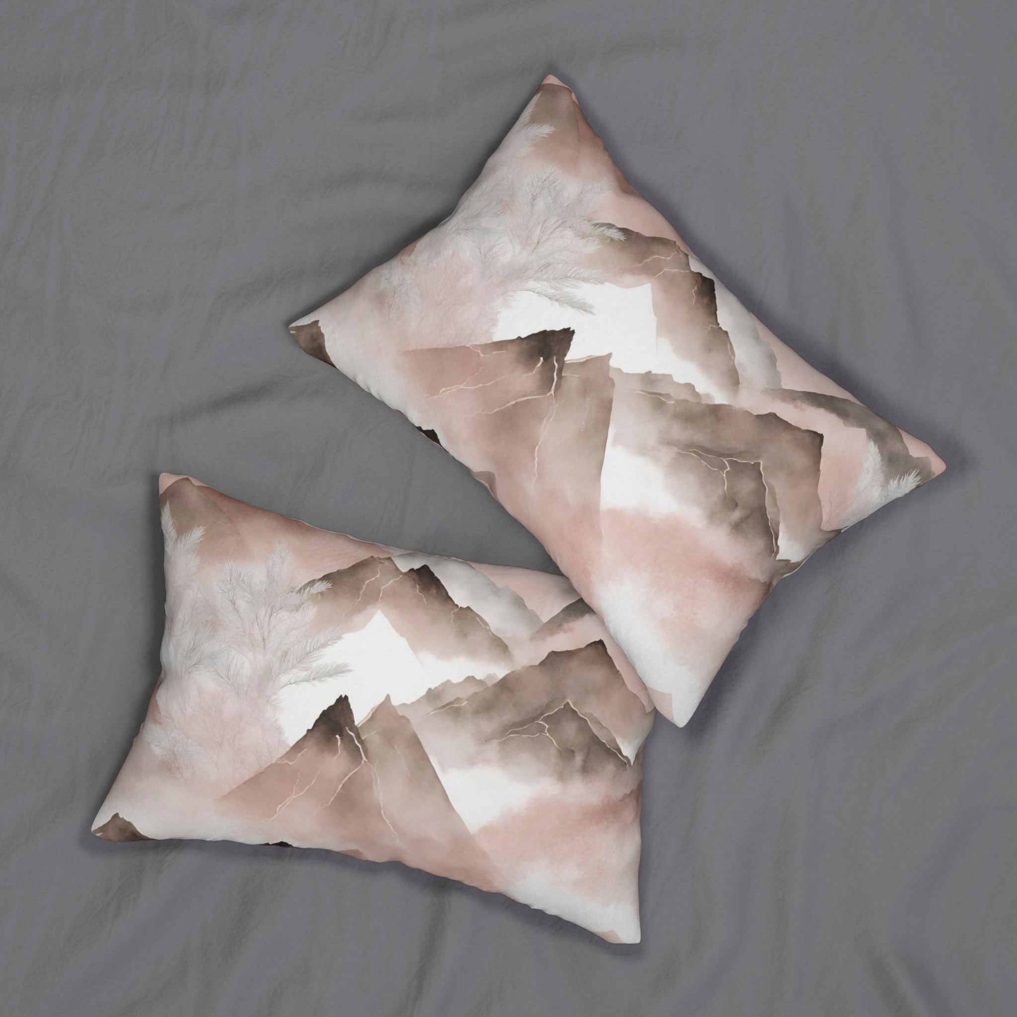 Lumbar Pillow | Pastel, Pale Blush Smokey Pink Landscape