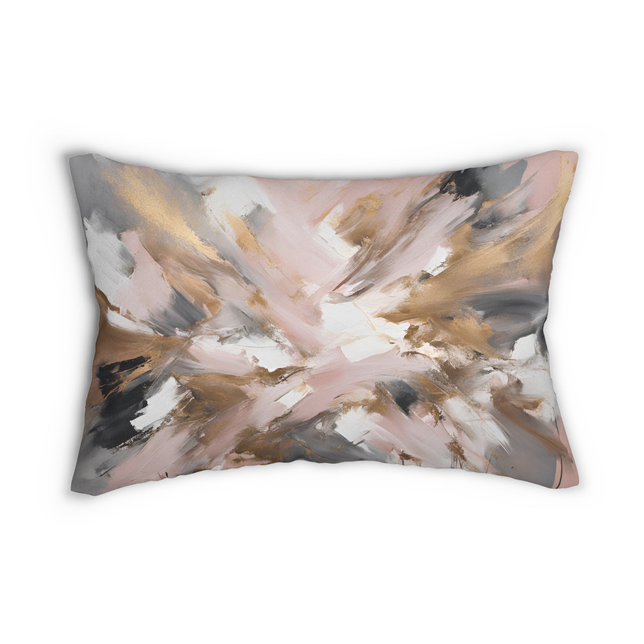 Abstract Lumbar Pillow | Beige, Blush Pink, Grey White