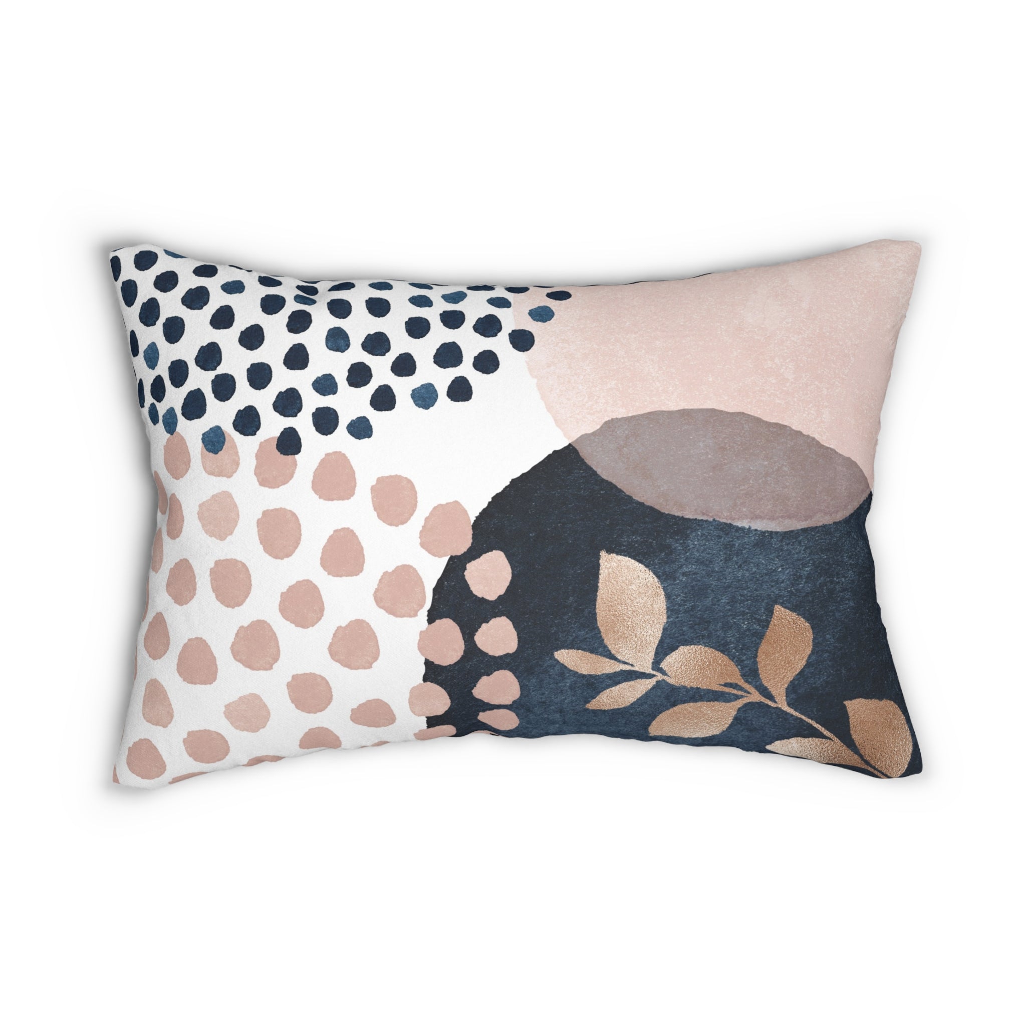 Abstract Lumbar Pillow | Blush Pink, Navy Blue