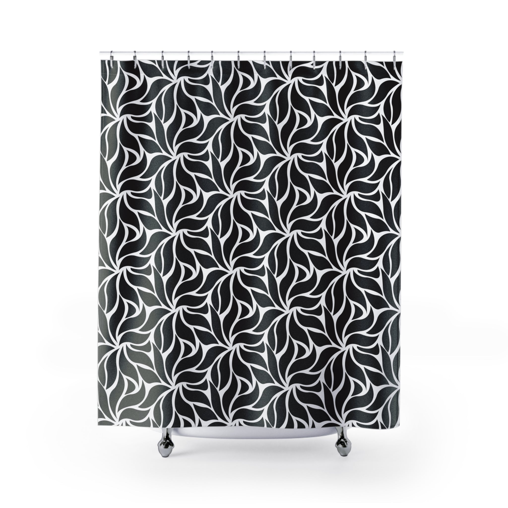 Black White Shower Curtain | Art Deco Nouveau Abstract Bath Curtain