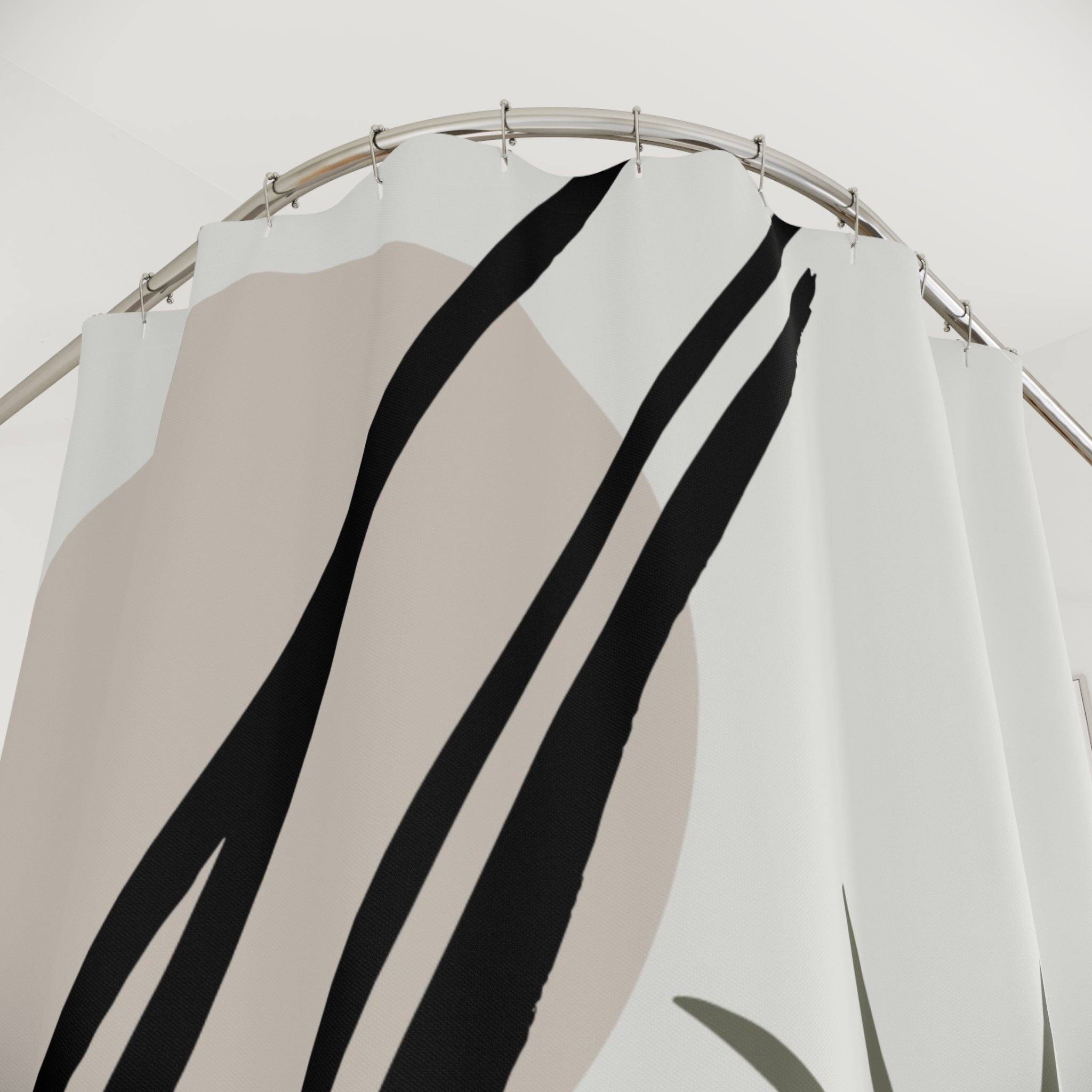 Abstract Shower Curtain | Boho Sun Plant Fabric Curtain