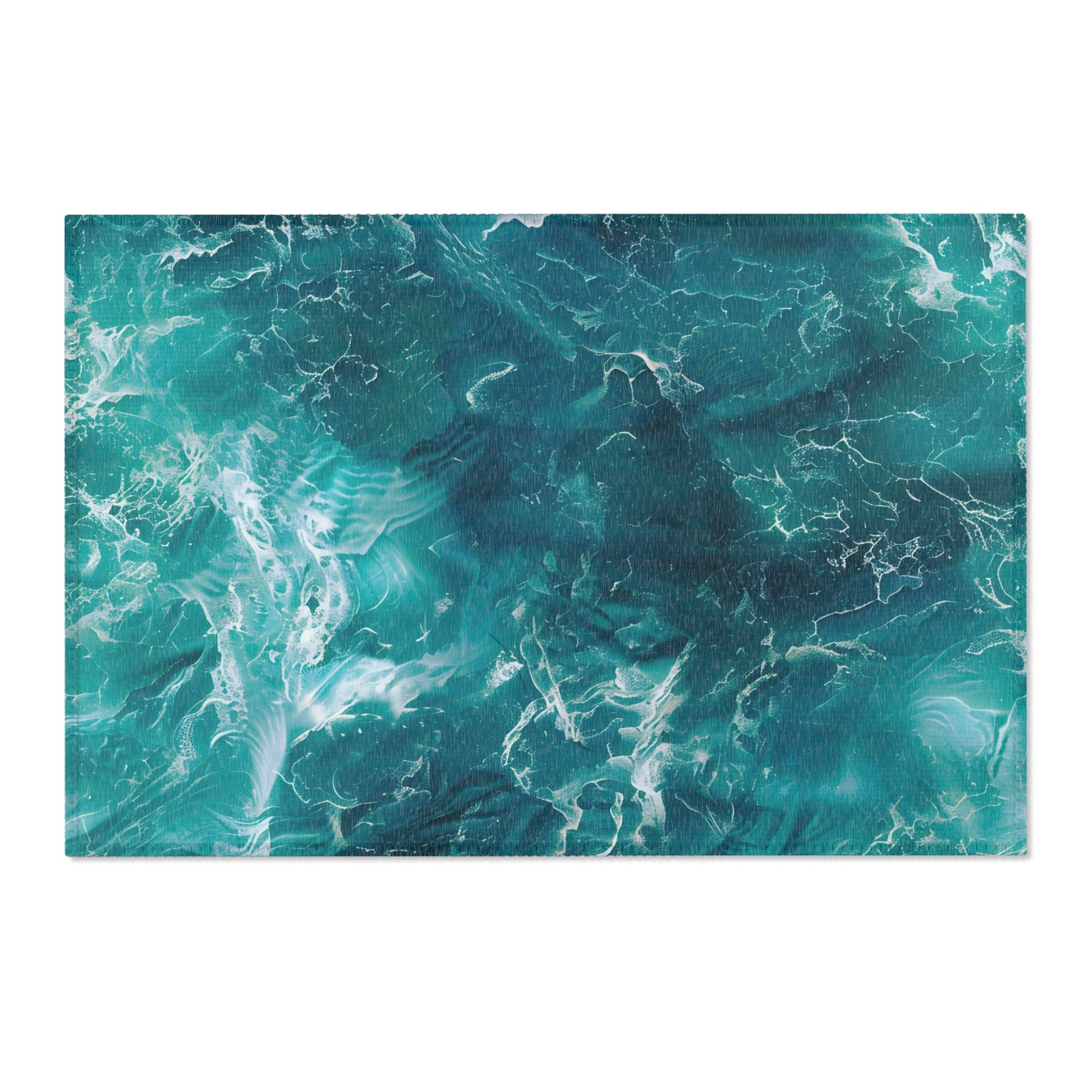 Abstract Area Rug | Teal Green Ocean Watercolor