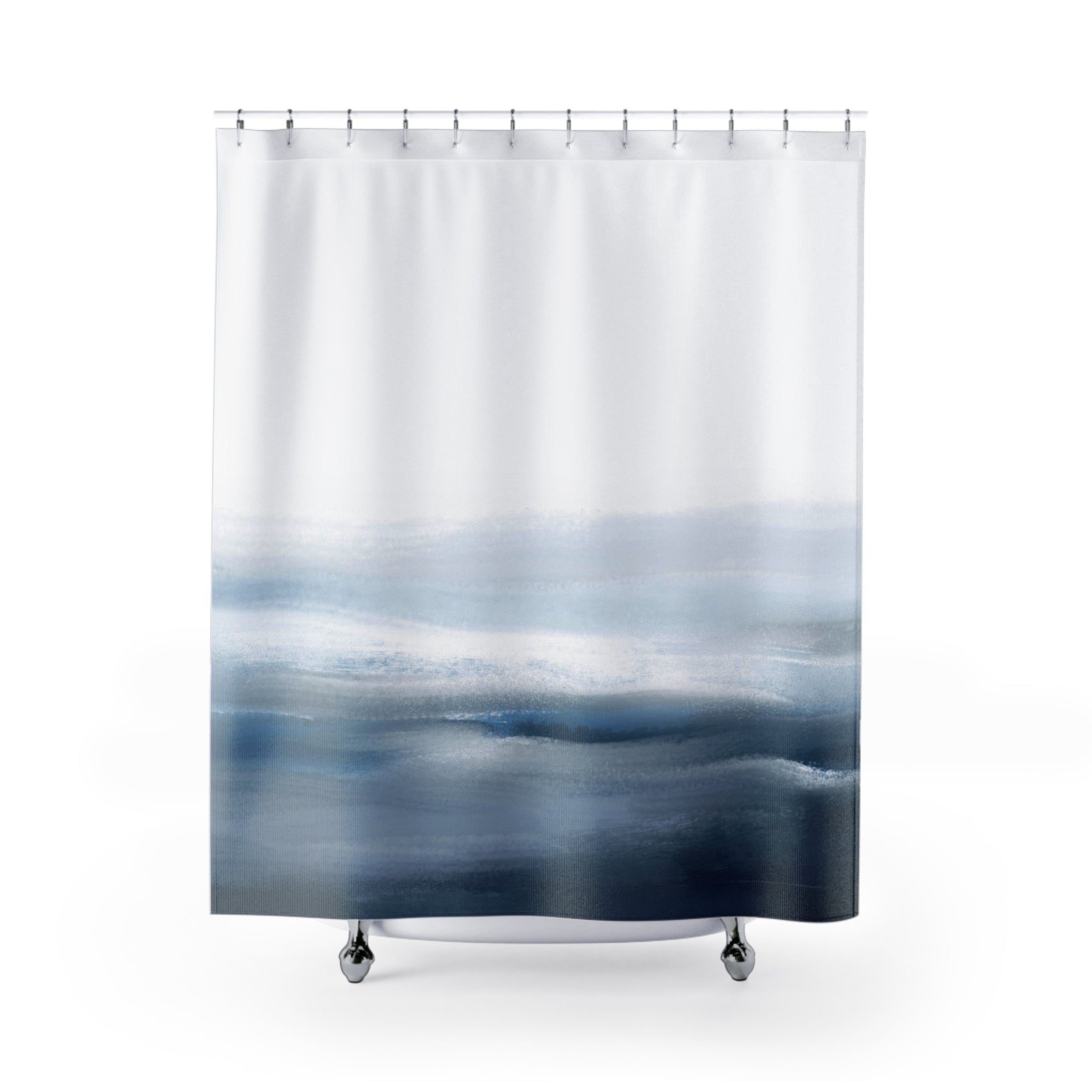 Ombre Shower Curtain | Navy Sky Blue, White