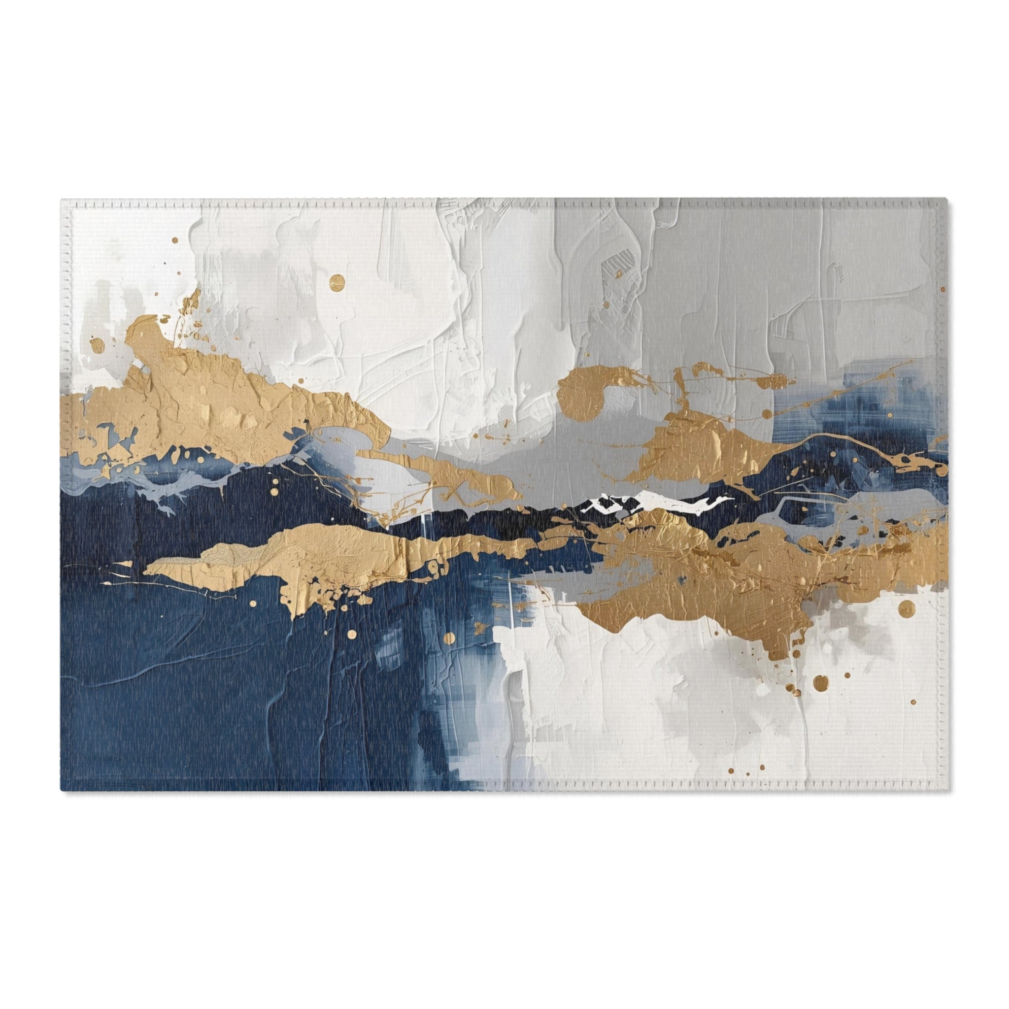Abstract Area Rug | Blue Grey White, Beige Watercolor