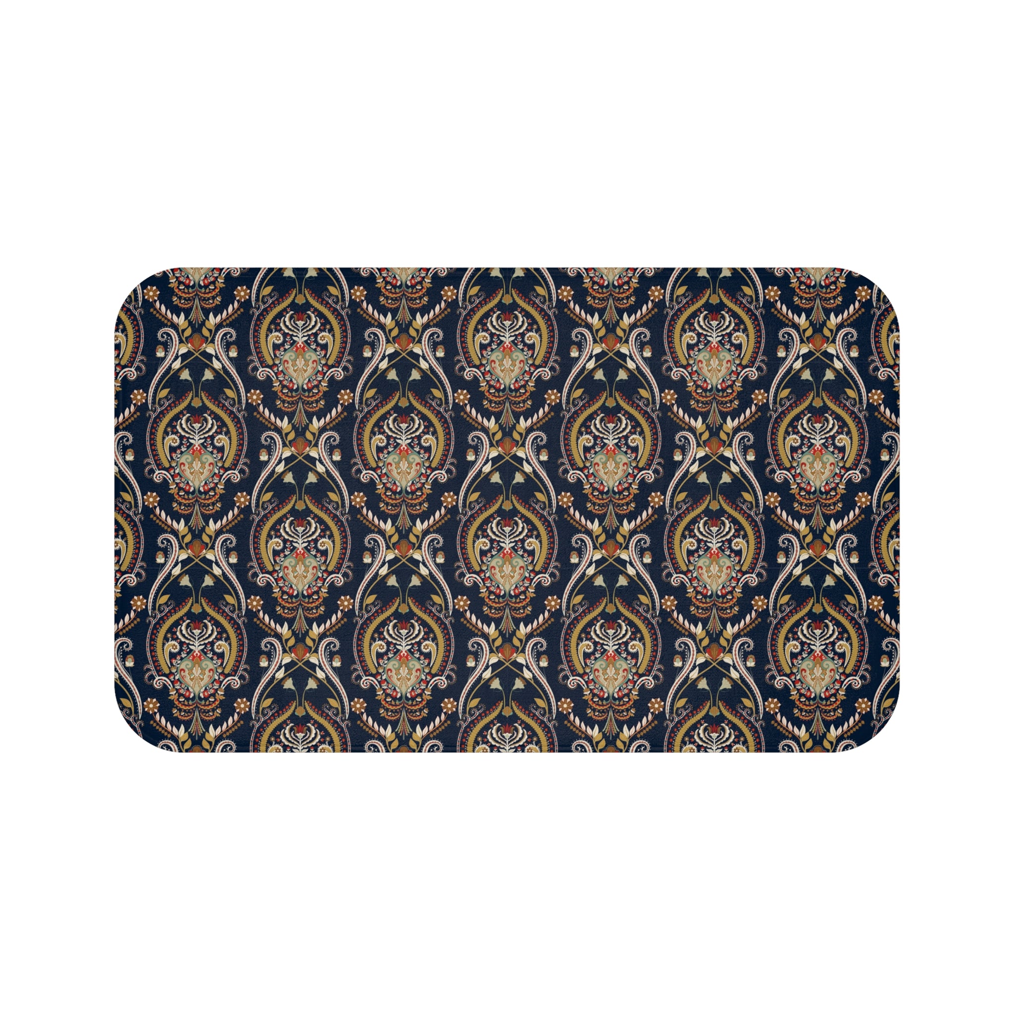 Vintage Bath, Kitchen Mat | Black Beige, Folk Art