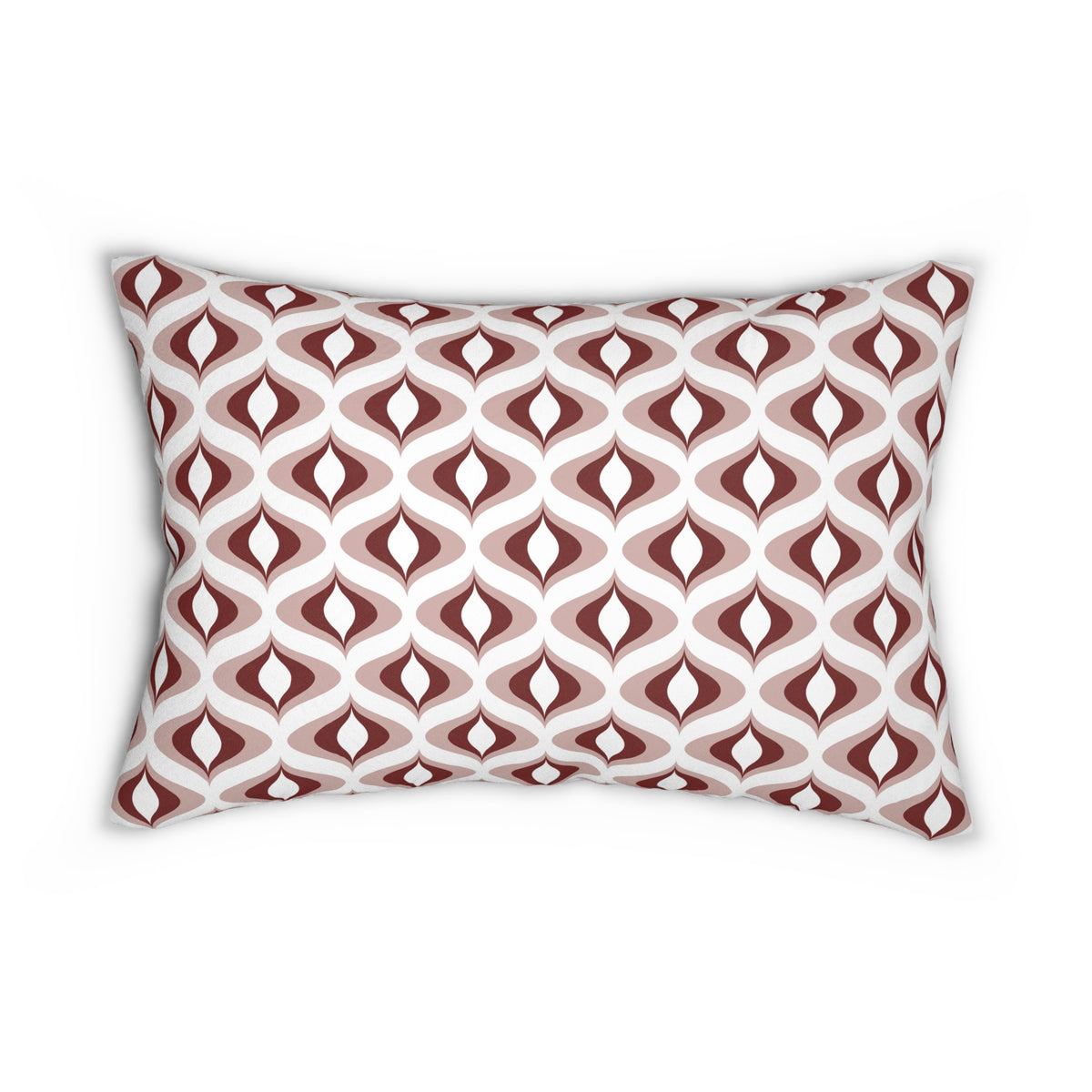 Burgundy Blush Retro Ogee Lumbar Pillow 14x20, Art Deco Accent Pillow
