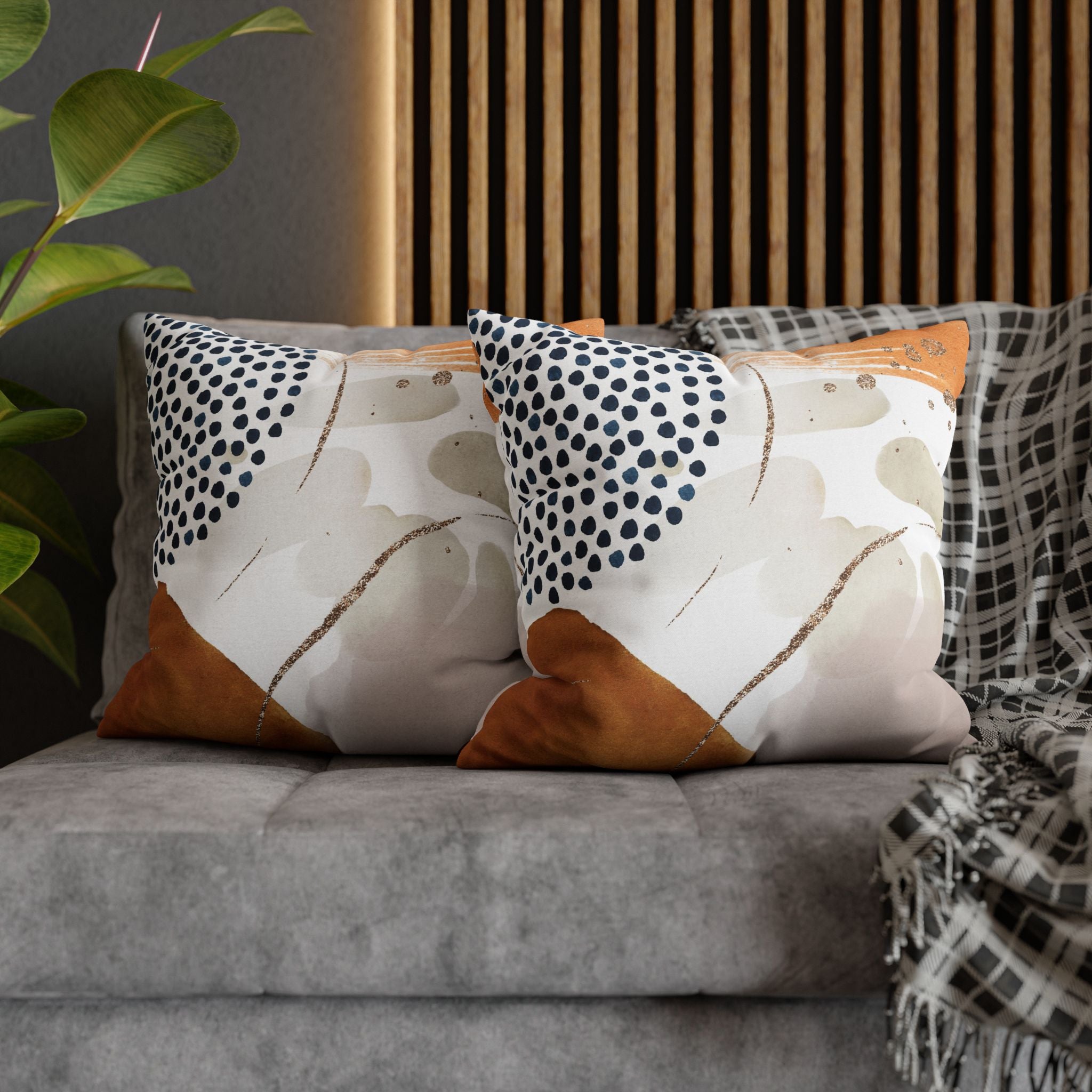 Abstract Throw Pillow Cover, Neutral Modern Organic Decor Cushion