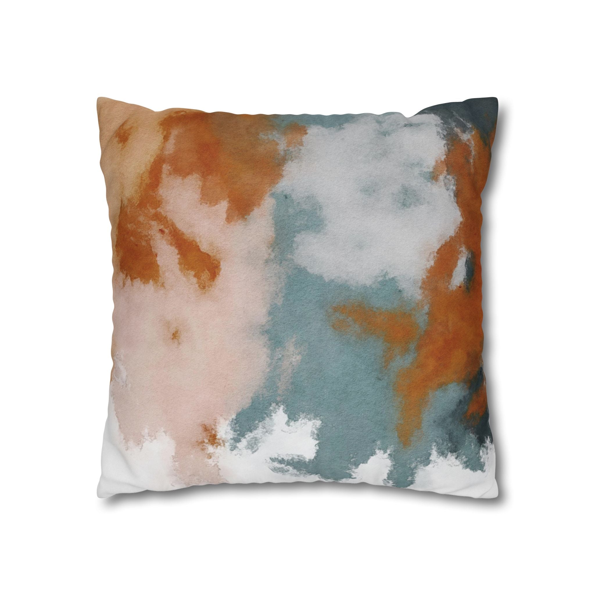 Square Poly Canvas Pillowcase | Muted Rust Blue blush