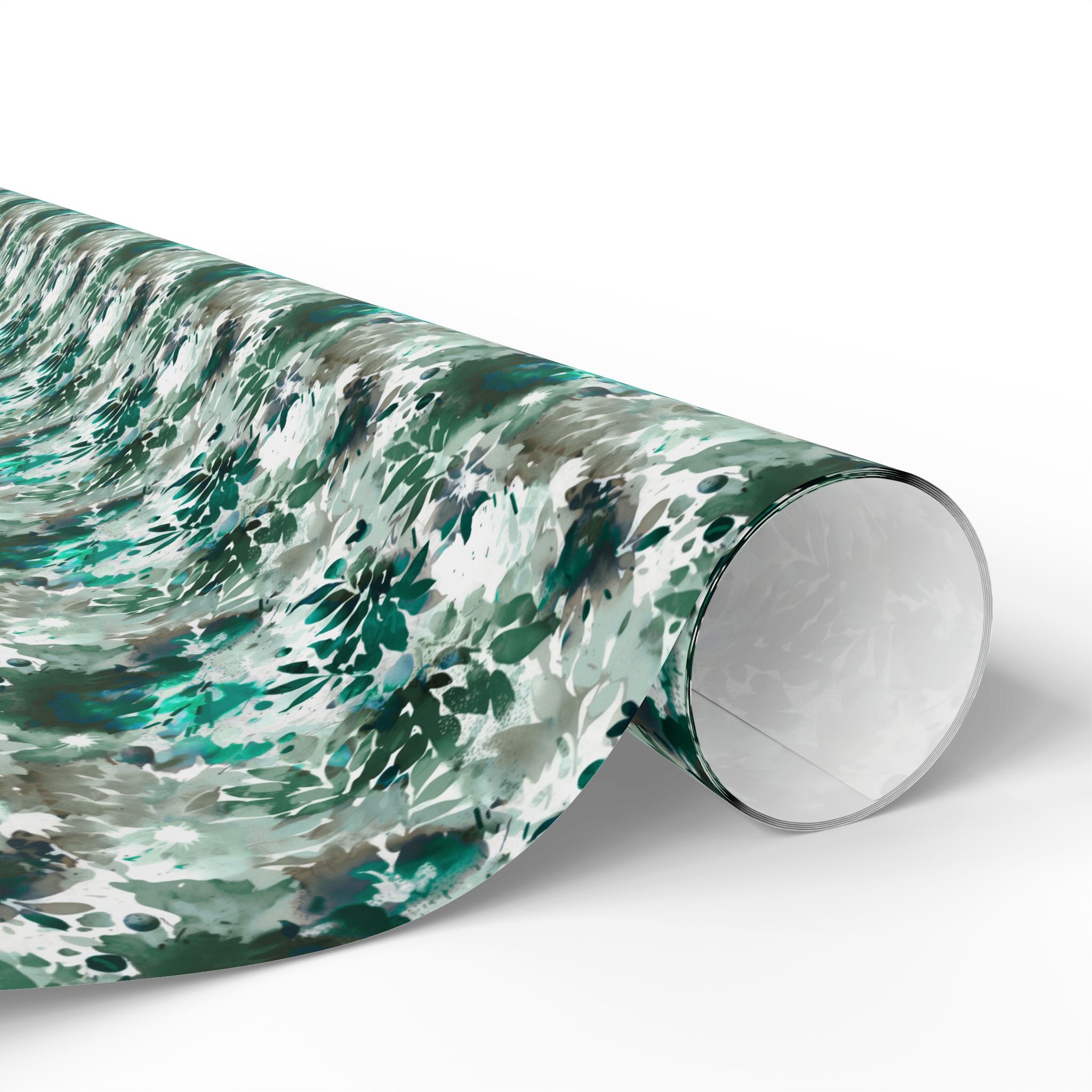 Abstract Leaves Wrapping Paper | Emerald Green Floral Gift Wrap for the Holidays, Birthdays