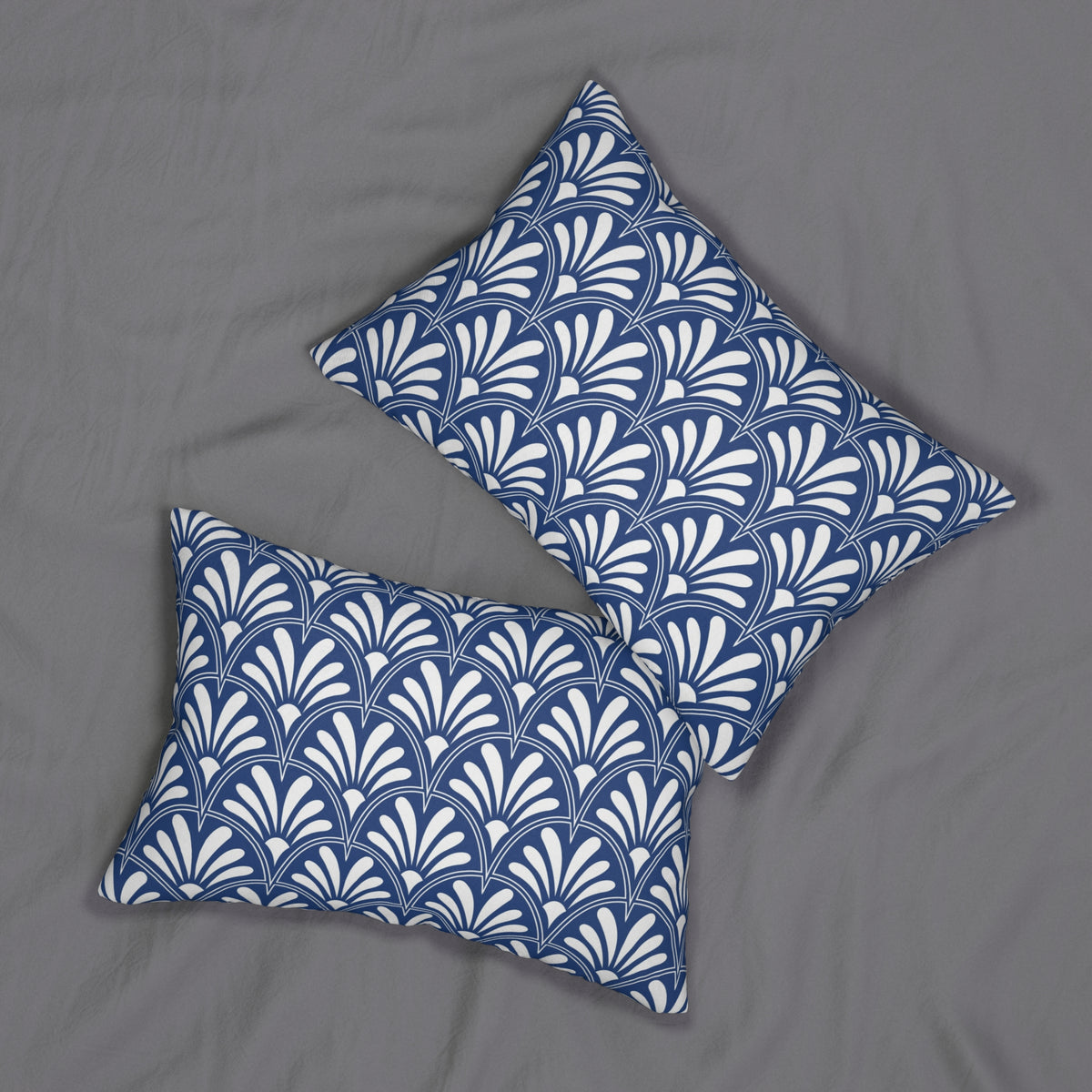 Cobalt Blue Deco Fan Lumbar Pillow 14x20, Art Nouveau Accent Pillow