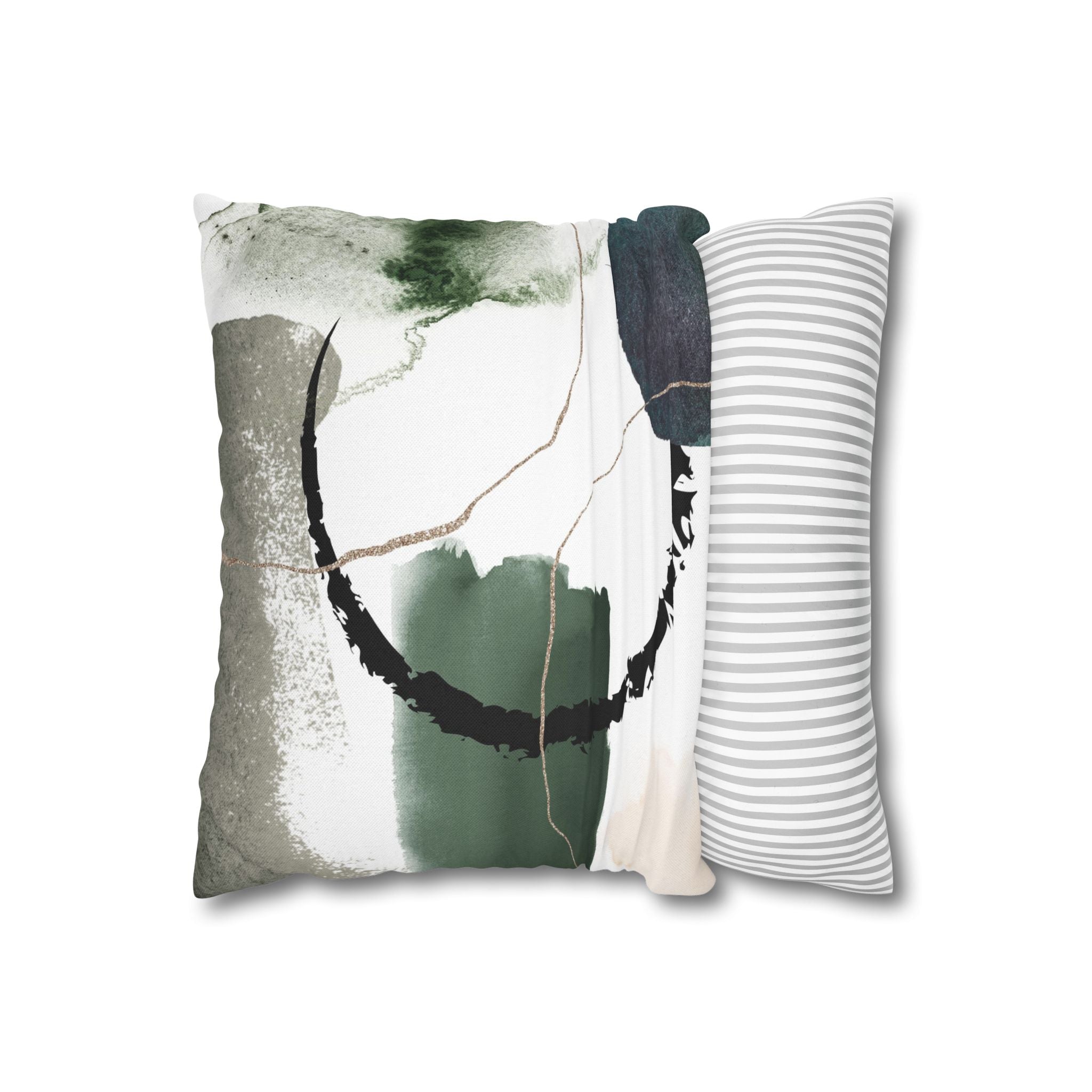 Green Abstract Pillow Cover | White Black Modern Pillowcase
