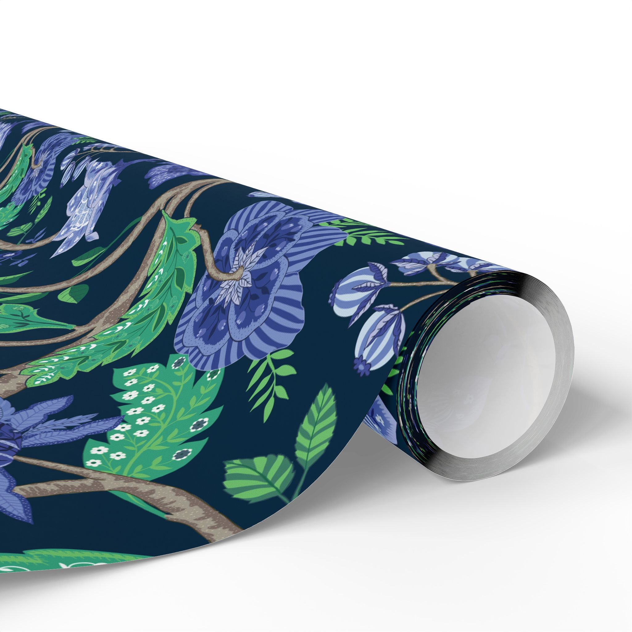Wrapping Paper | Blue Green Floral Gift Wrap for the Holidays, Birthdays
