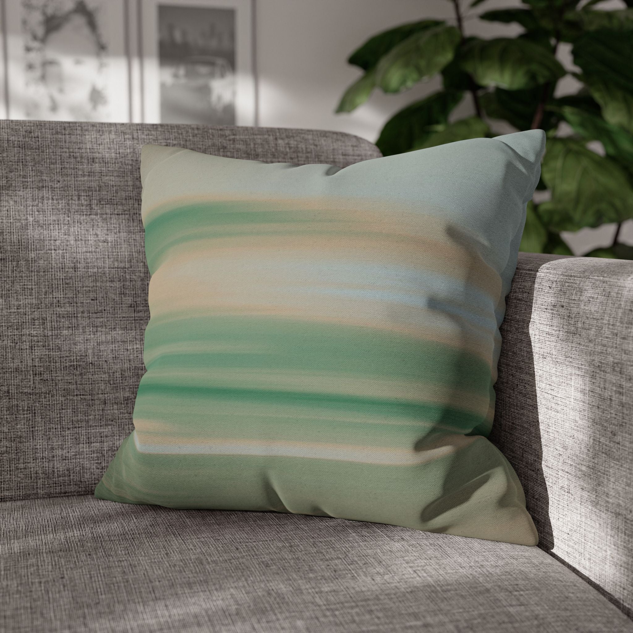 Abstract Throw Pillow Cover, Coastal Blue Green Modern Organic Decor Cushion