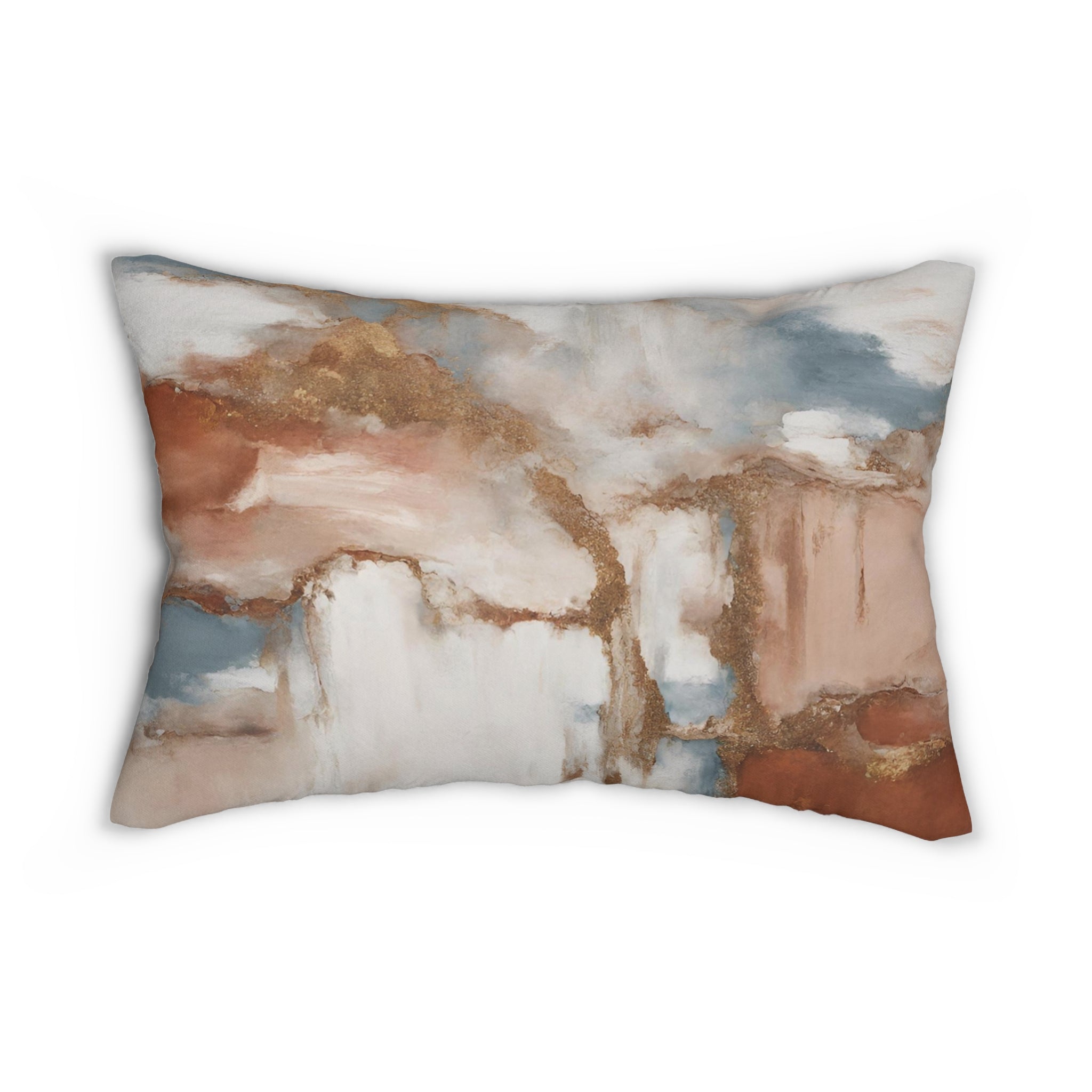 Lumbar Pillow | Pastel, Navy, Pale Blue Blush Pink, White Muted Gold