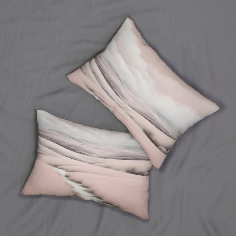 Lumbar Pillow | White Clouds, Pale Blush Pink Landscape