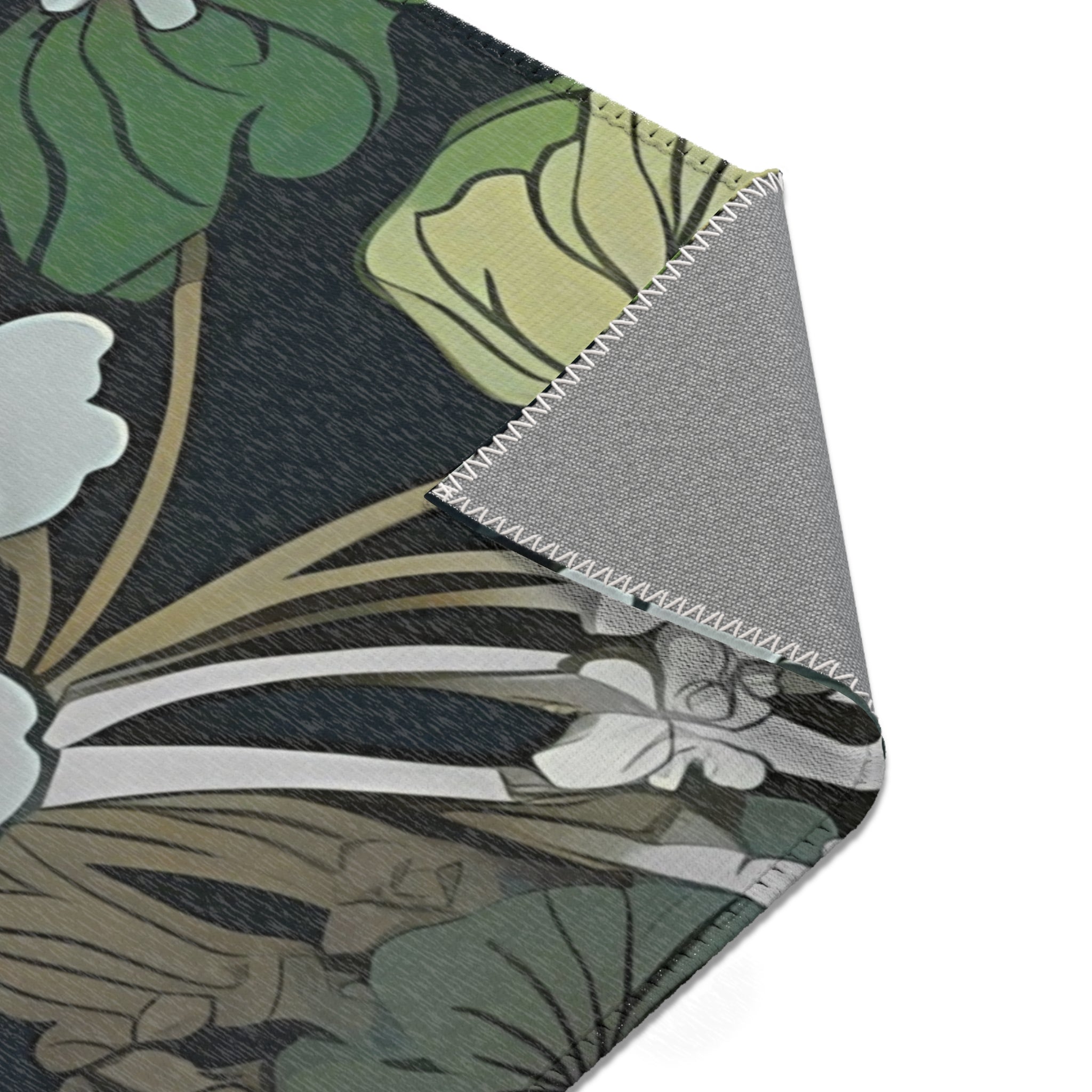 Abstract Floral Area Rug | Green Botanical Living Room Rug