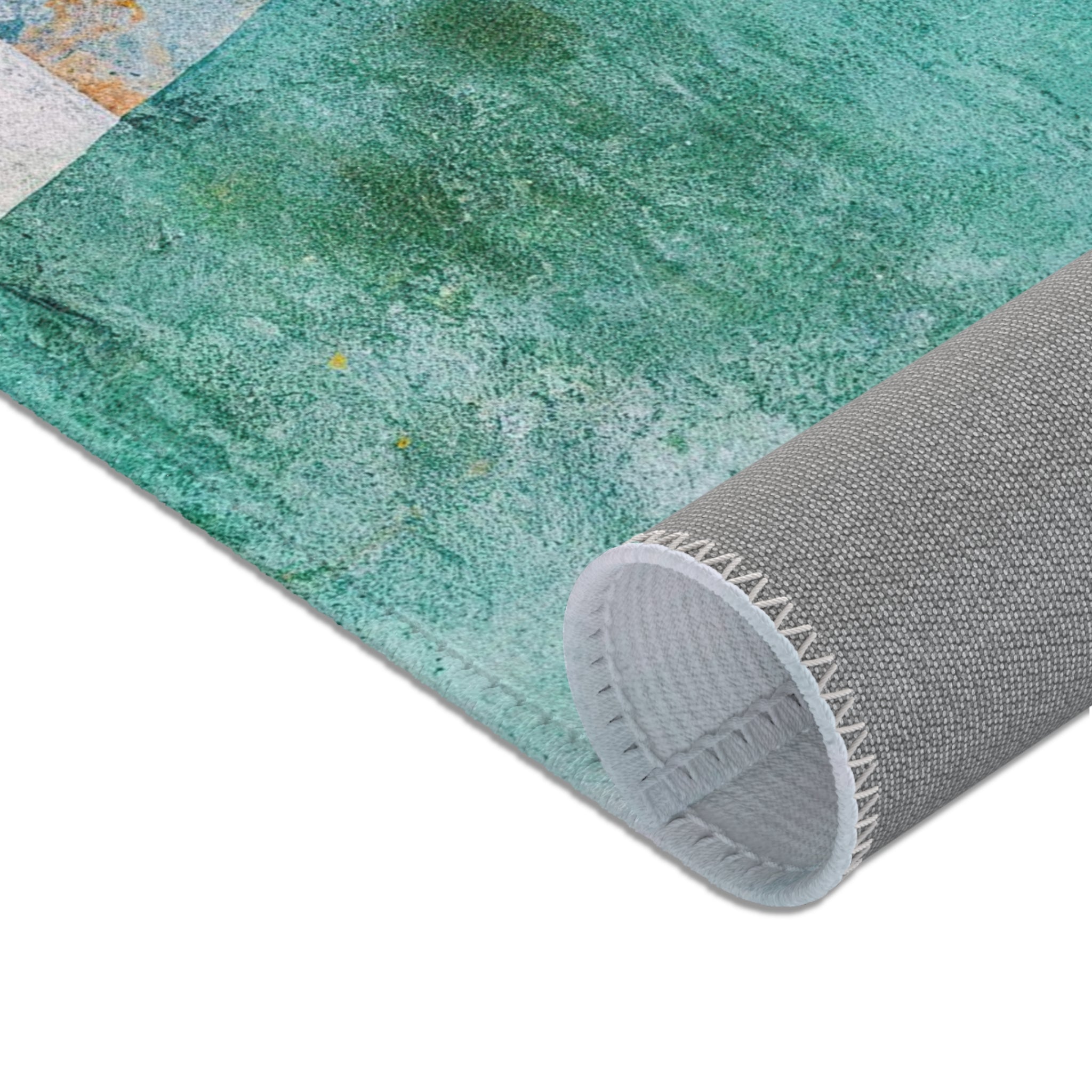 Abstract Large Area Rug | Rustic Sage, Mint Green, Fade Blue