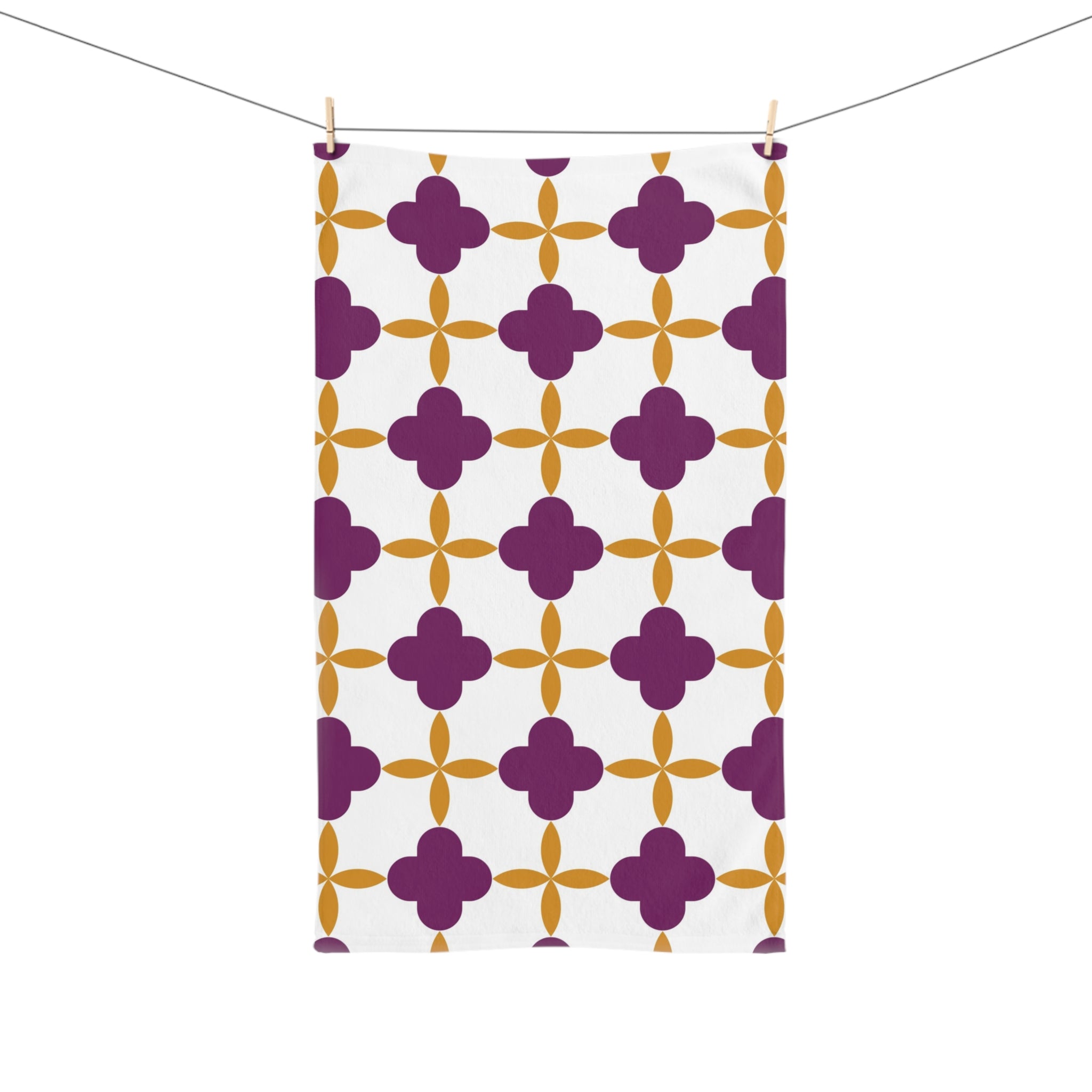 Kitchen, Bath Hand Towel | Retro Art Nouveau, White Lilac