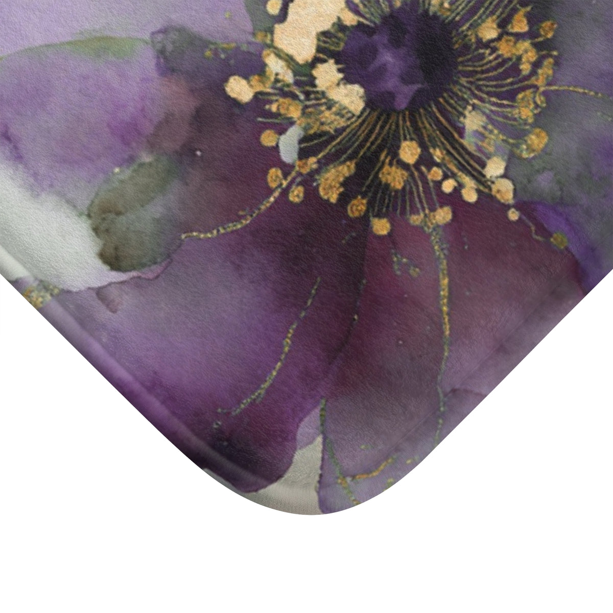 Plum Blush Watercolor Floral Bath Mat, Romantic Bathroom Rug