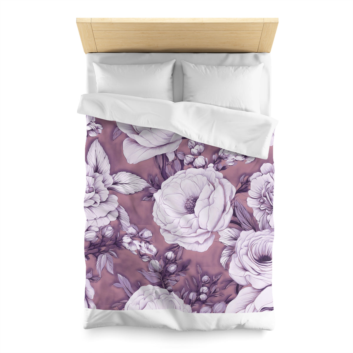 Lavender Peony Rose Duvet Cover | Plum Lilac Ivory Floral Bedding