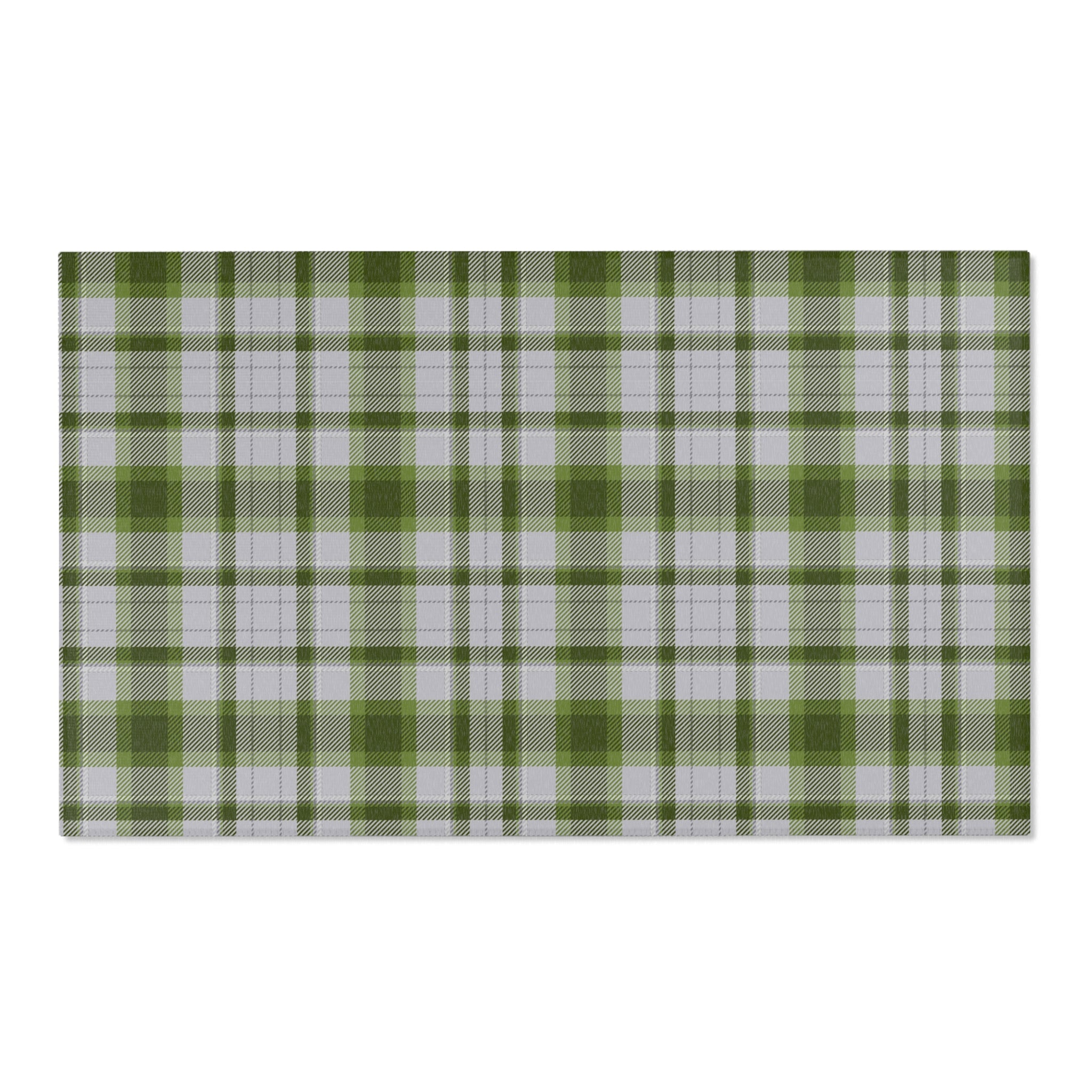 Boho Plaid Area Rug | Sage Green, Grey Rug