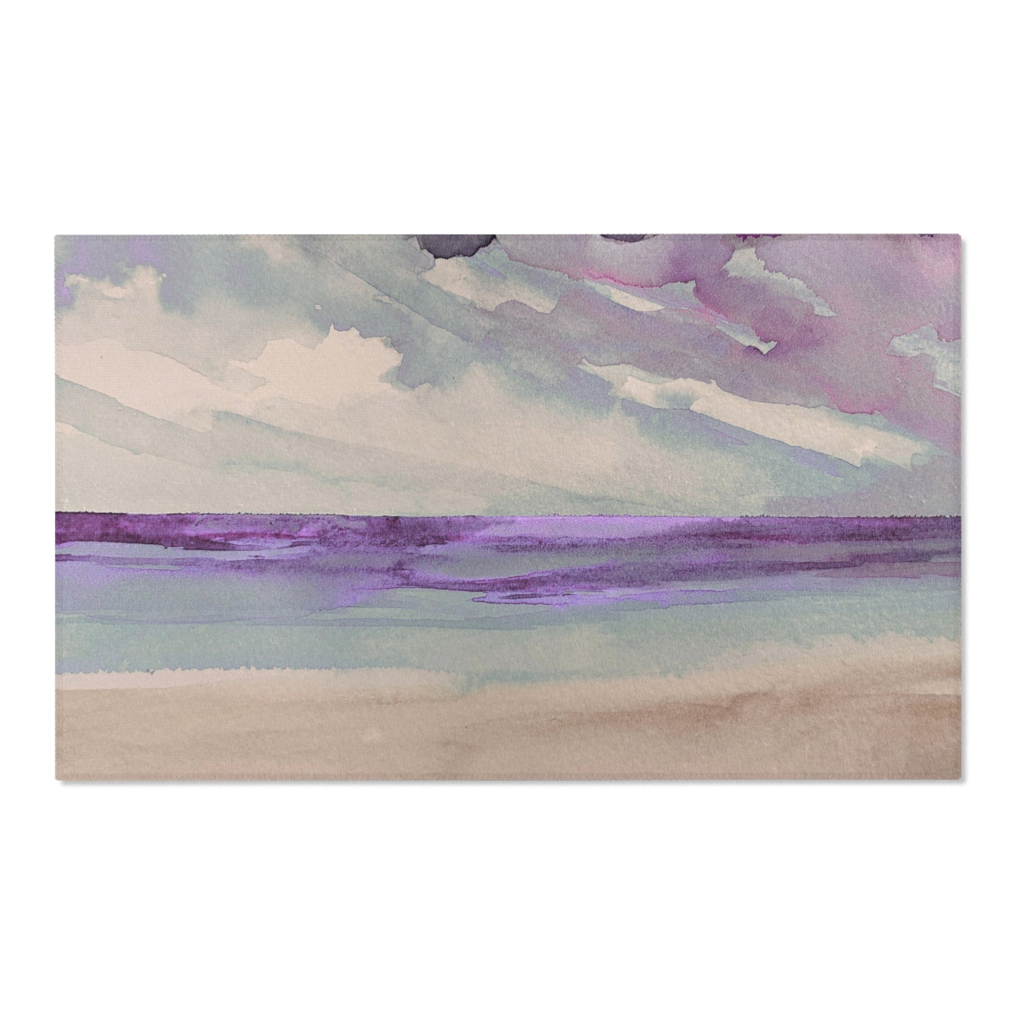 Abstract Area Rug | Beige Blue Purple Sky