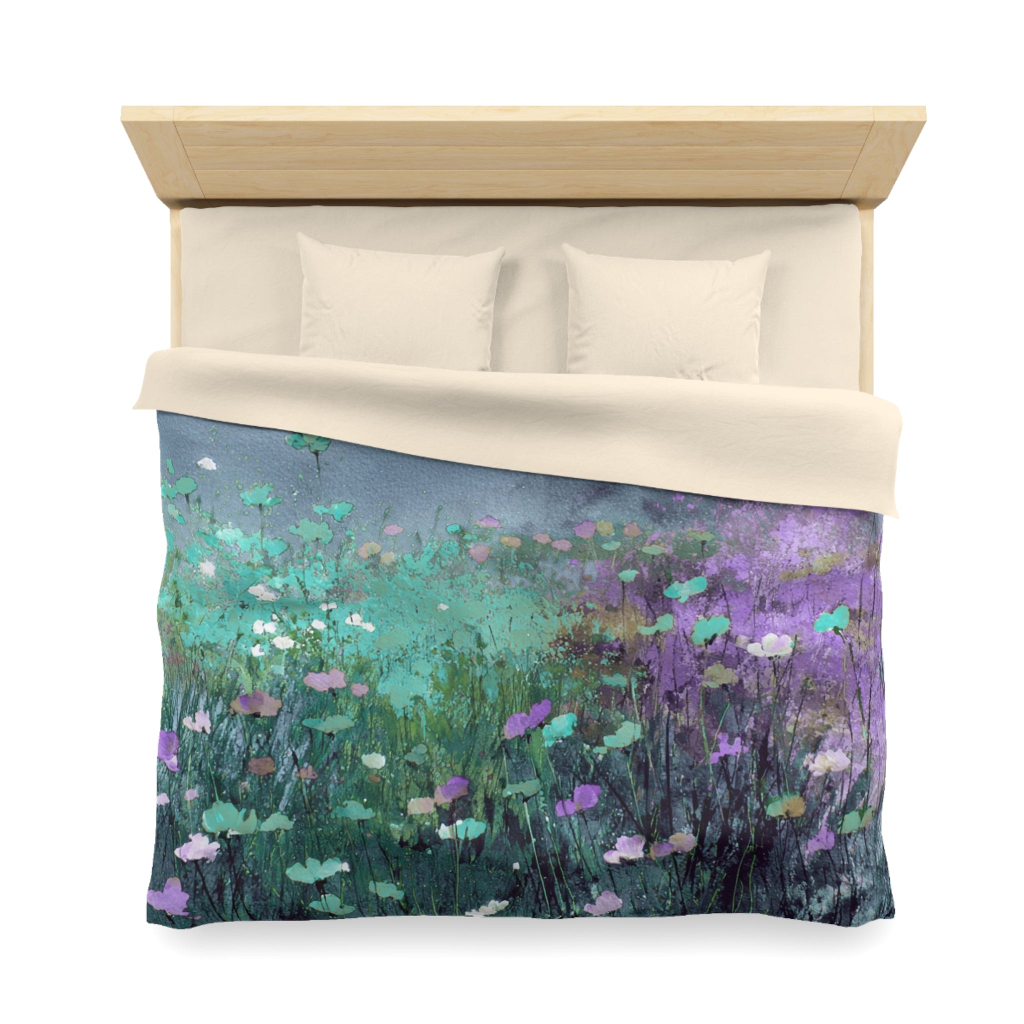 Floral Duvet, Pillow Cover | Teal Purple Bedroom Decor