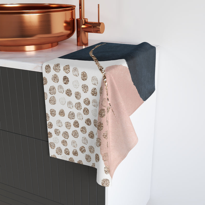 Abstract Kitchen, Bath Hand Towel | Blush Pink, White, Navy Blue Towel