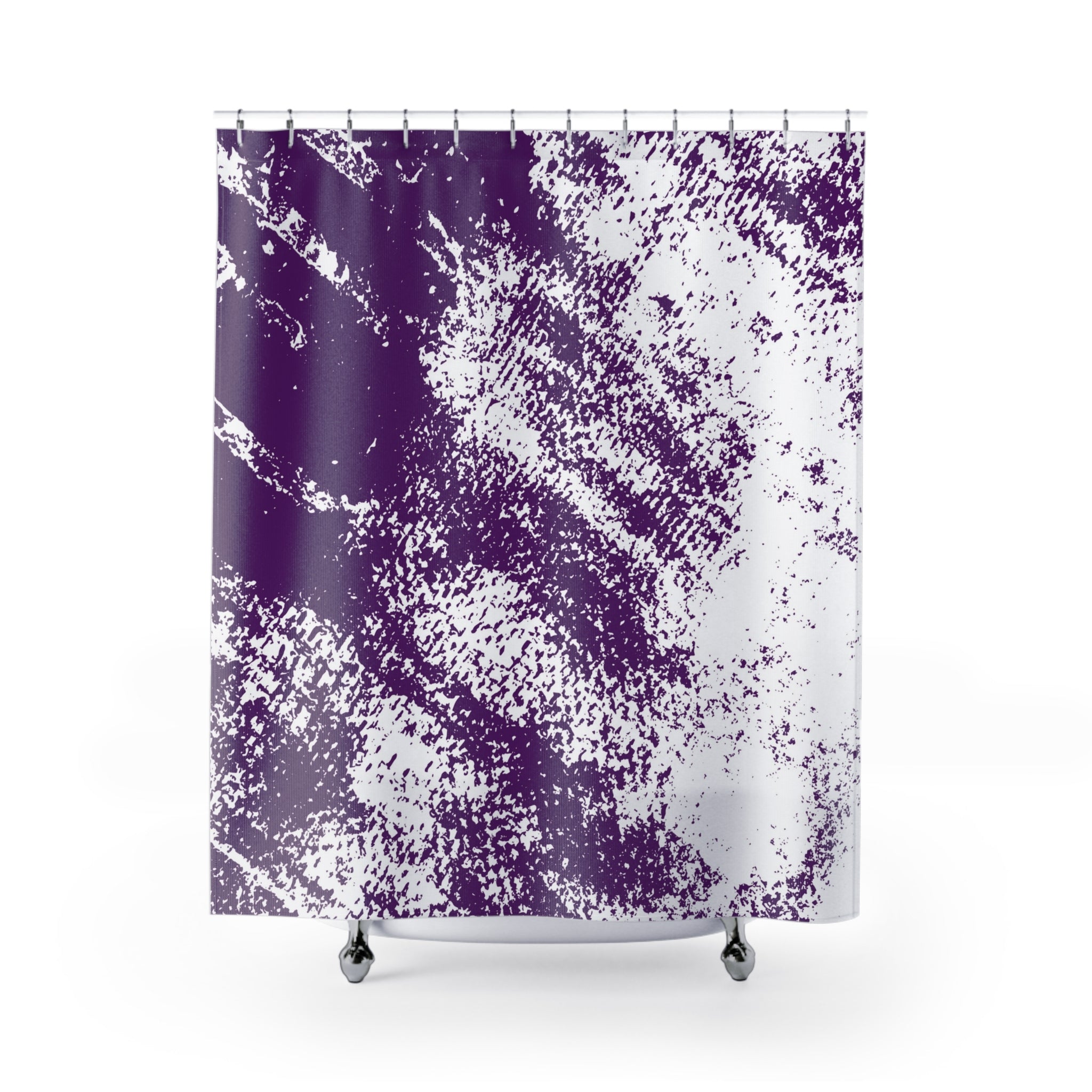 Abstract Shower Curtain | Violet Plum Purple, White