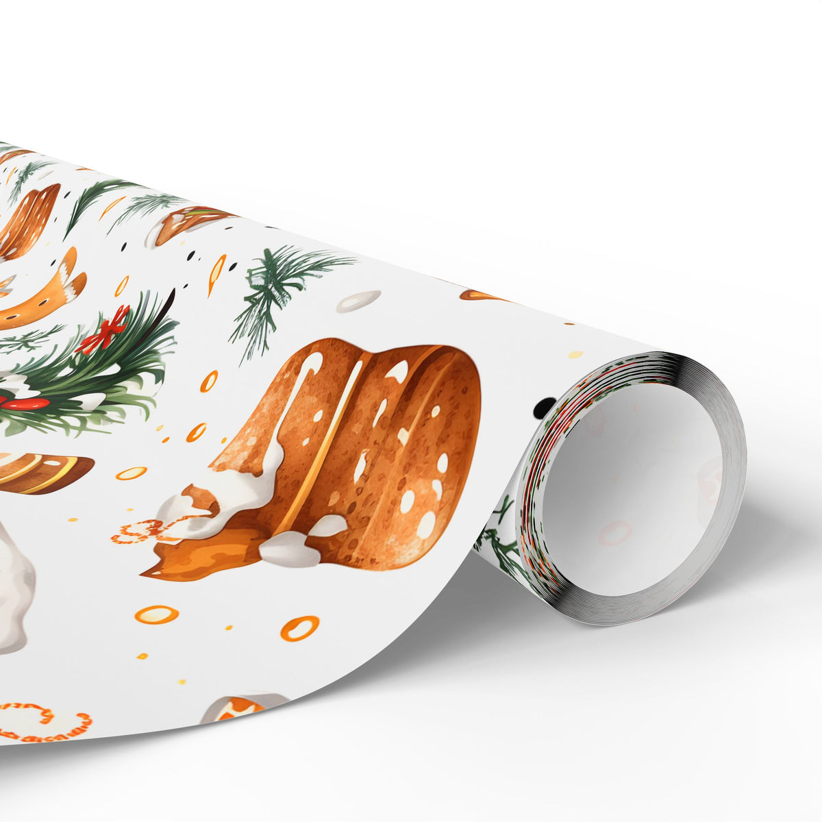 Gingerbread Star Snowy Tree Christmas Wrapping Paper, Gift Wrap