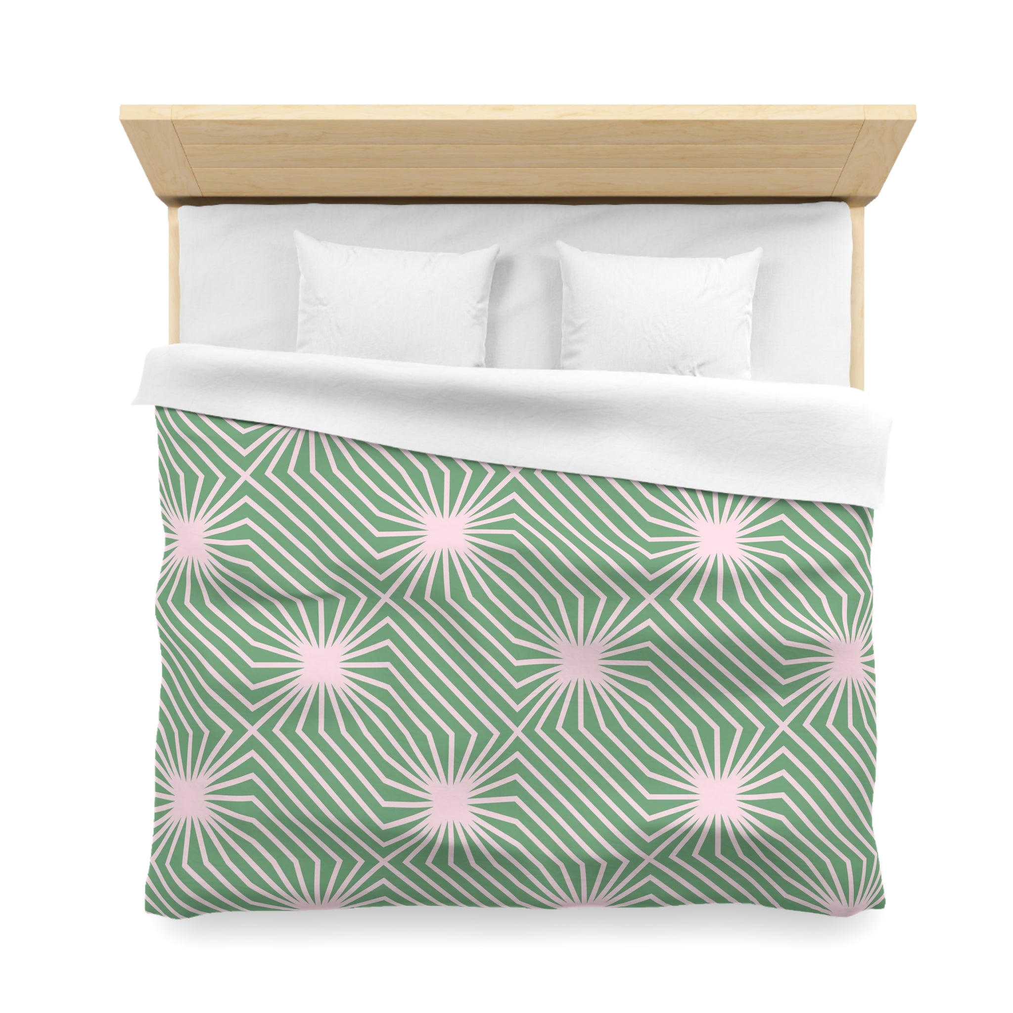 Art Deco Duvet Cover | Sage Green, Blush Pink Bedding Blanket Cover