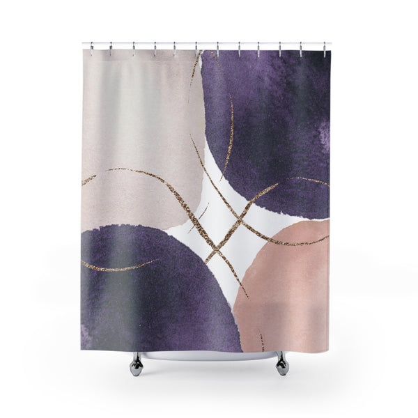 Abstract Shower Curtain | Lavender Purple, Ivory Blush Pink