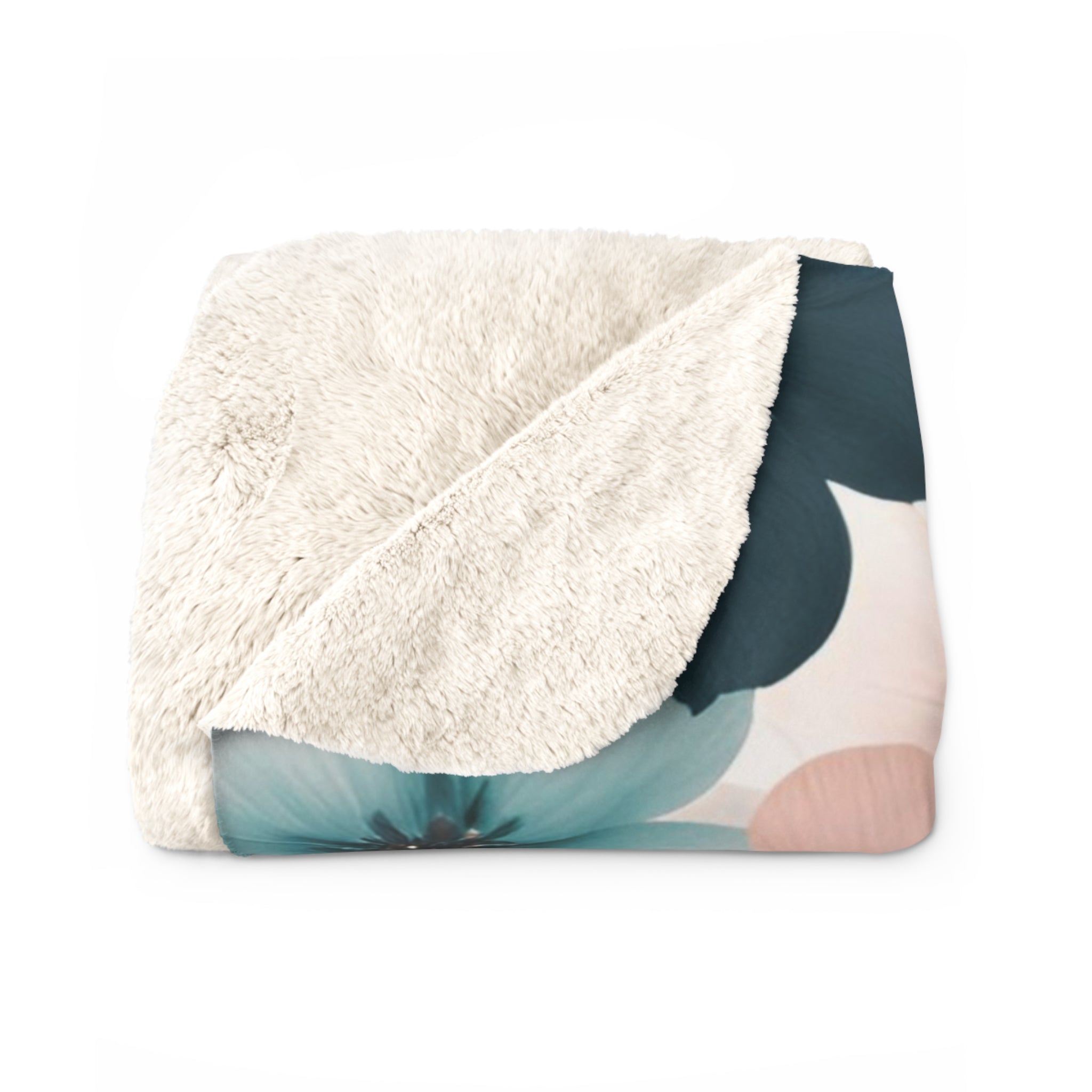 Fall Floral Throw Blanket | Pink Beige, Blue Cream Flowers