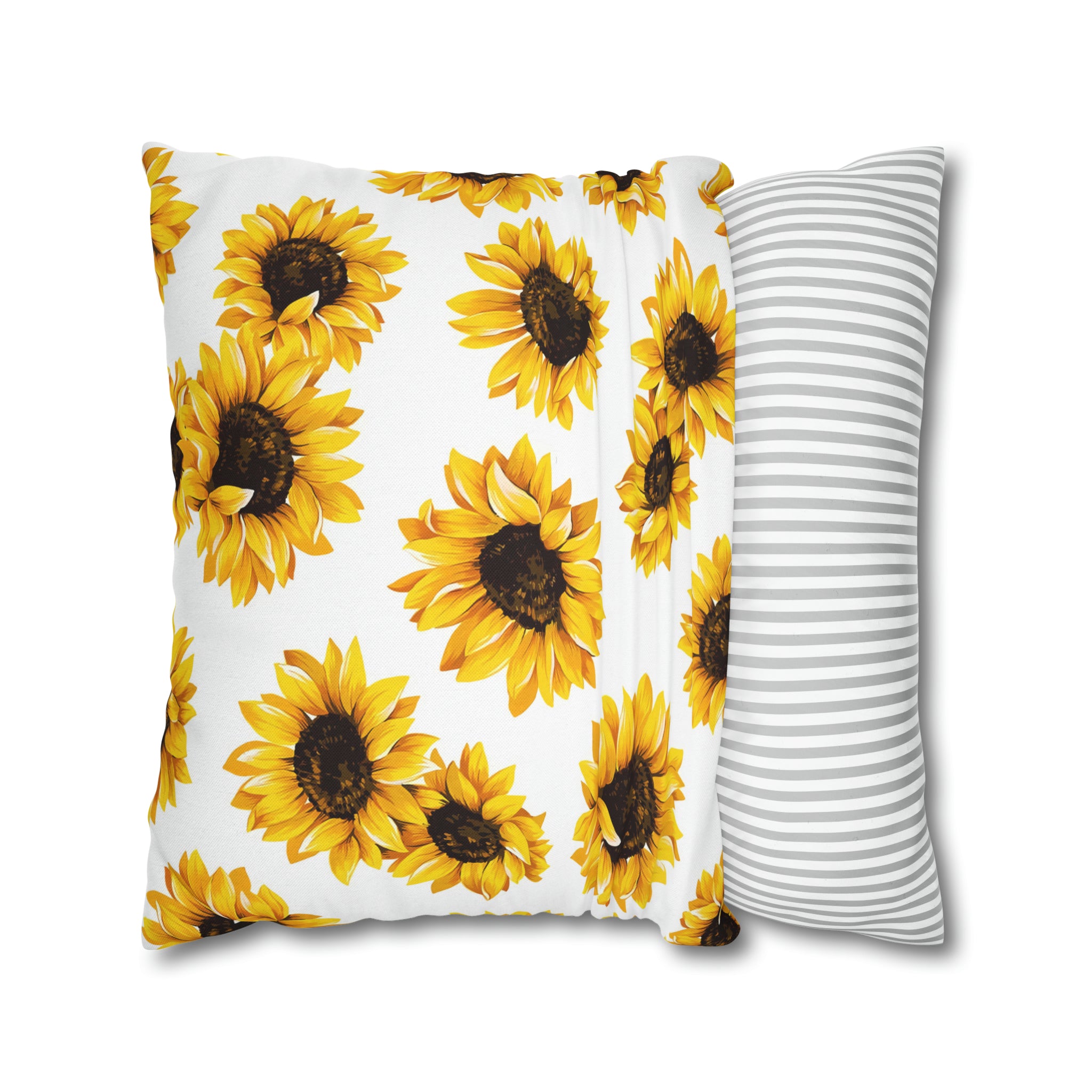 Sunflowers Throw Pillow Cover | White Yellow Minimalist Floral