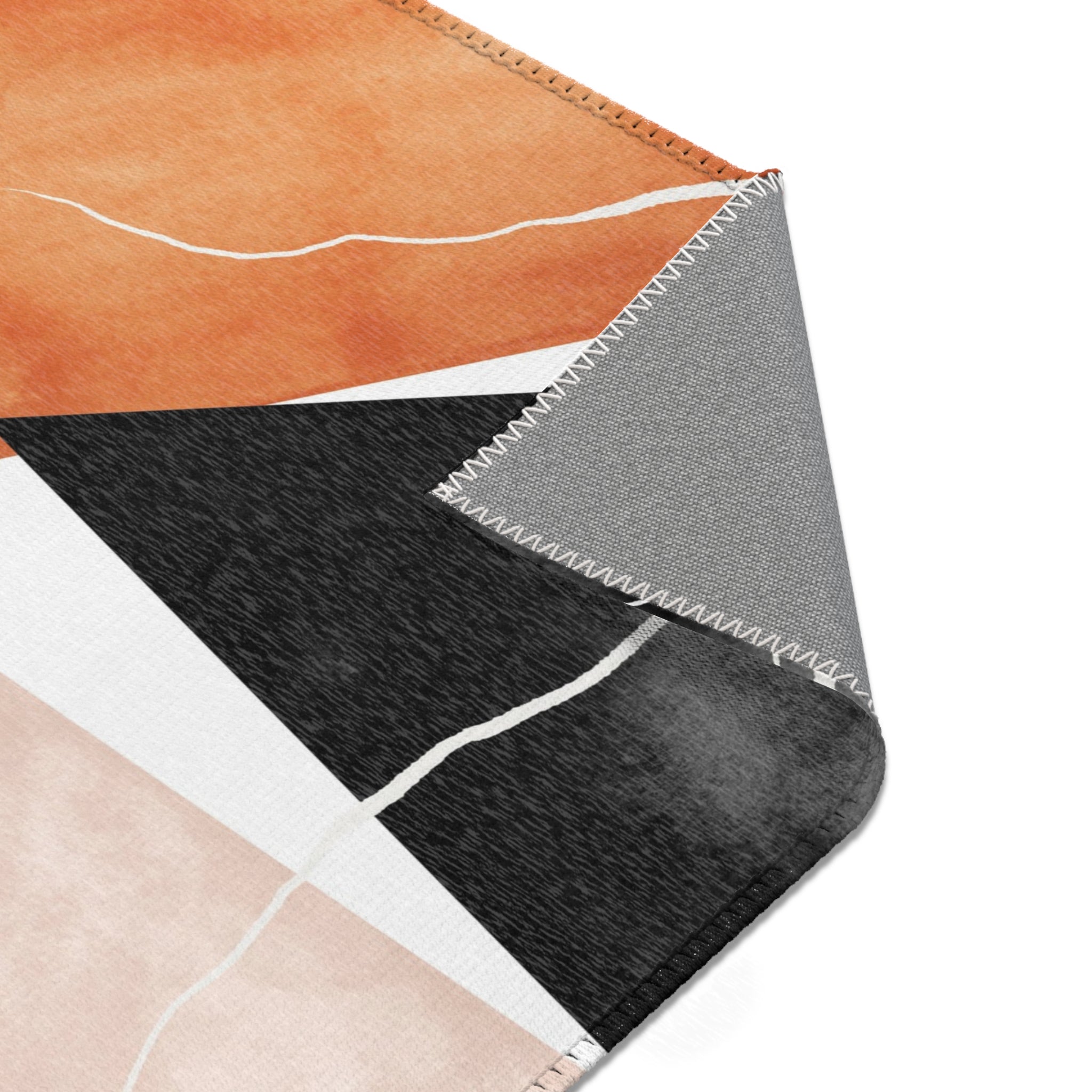 Abstract Large Area Rug | Modern Rug, Grey Black, Orange Blush Pink Rug