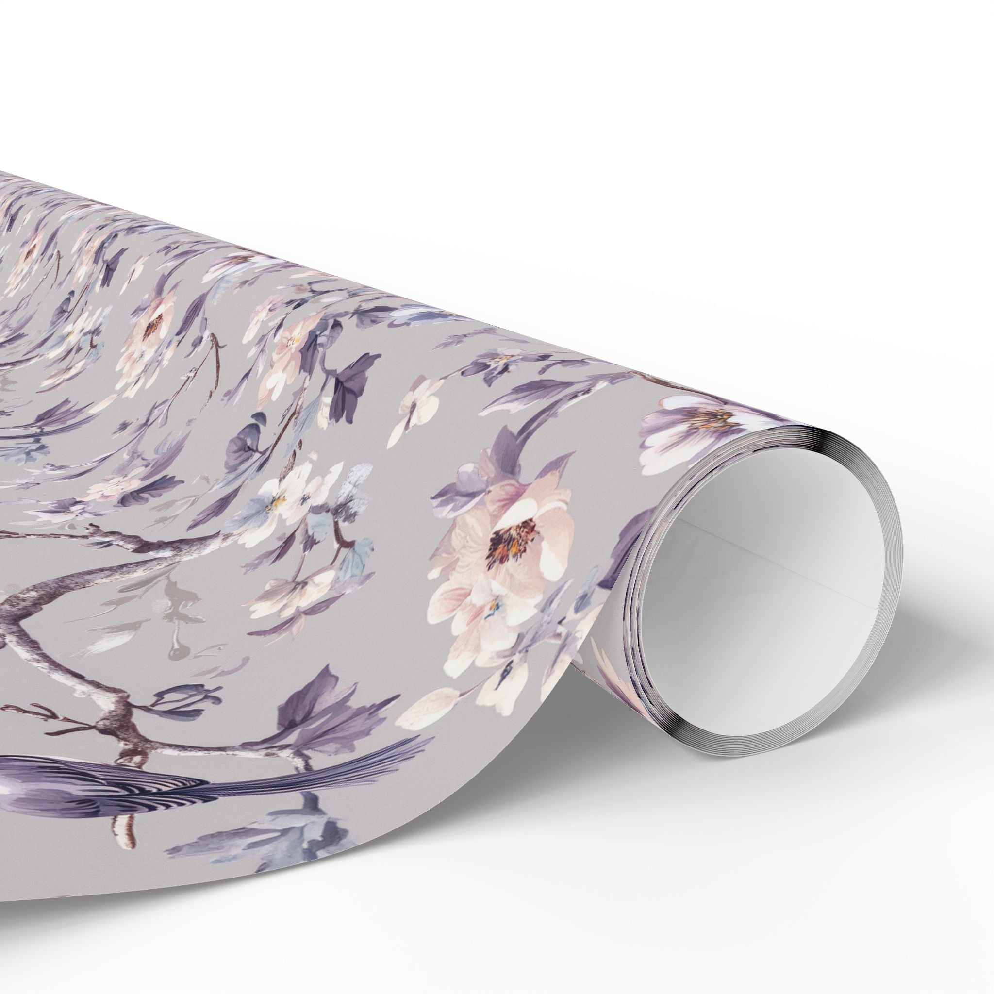 Gift Wrapping Paper | Lavender Pink Grey Floral Wrap for the Holidays, Birthdays