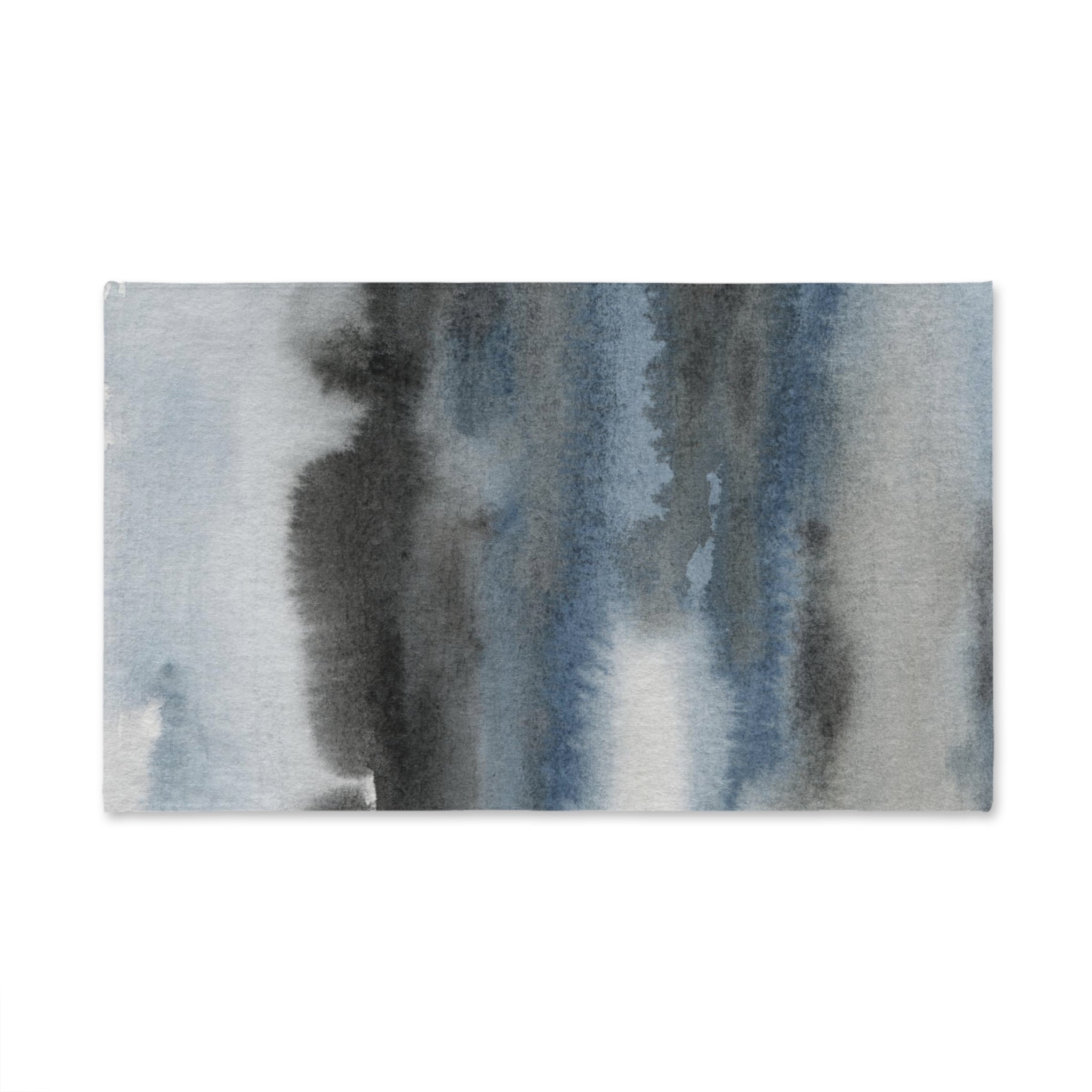 Abstract Kitchen, Bath Hand Towel | Navy Indigo Blue, Gray Black Ombre, Landscape