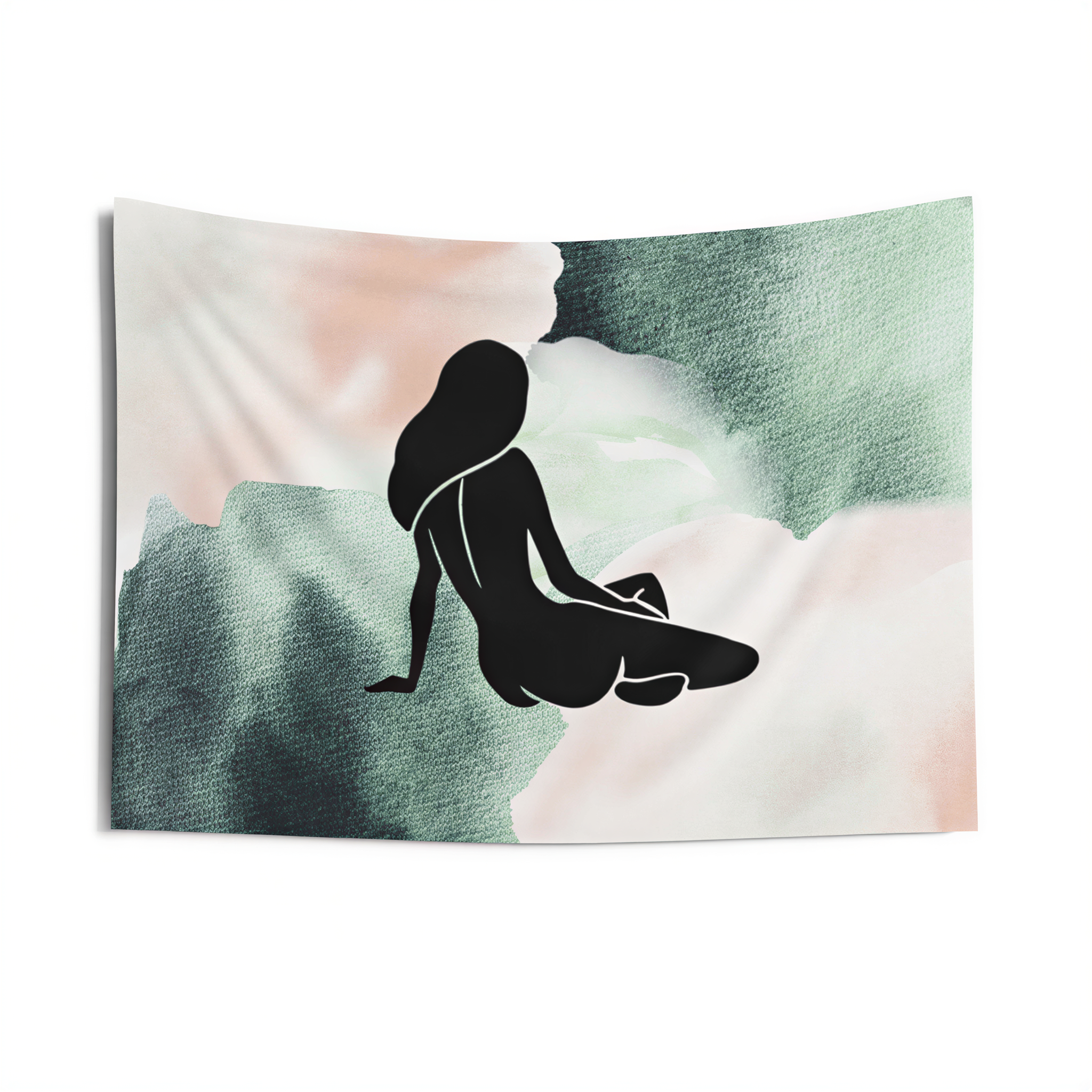 Sensuous Female Art Tapestry Green Pink Ombre close-up pattern detail