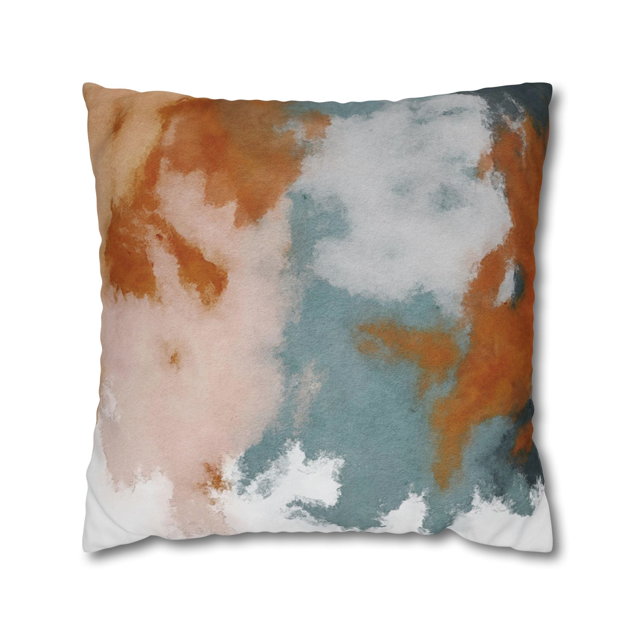 Square Poly Canvas Pillowcase | Muted Rust Blue blush