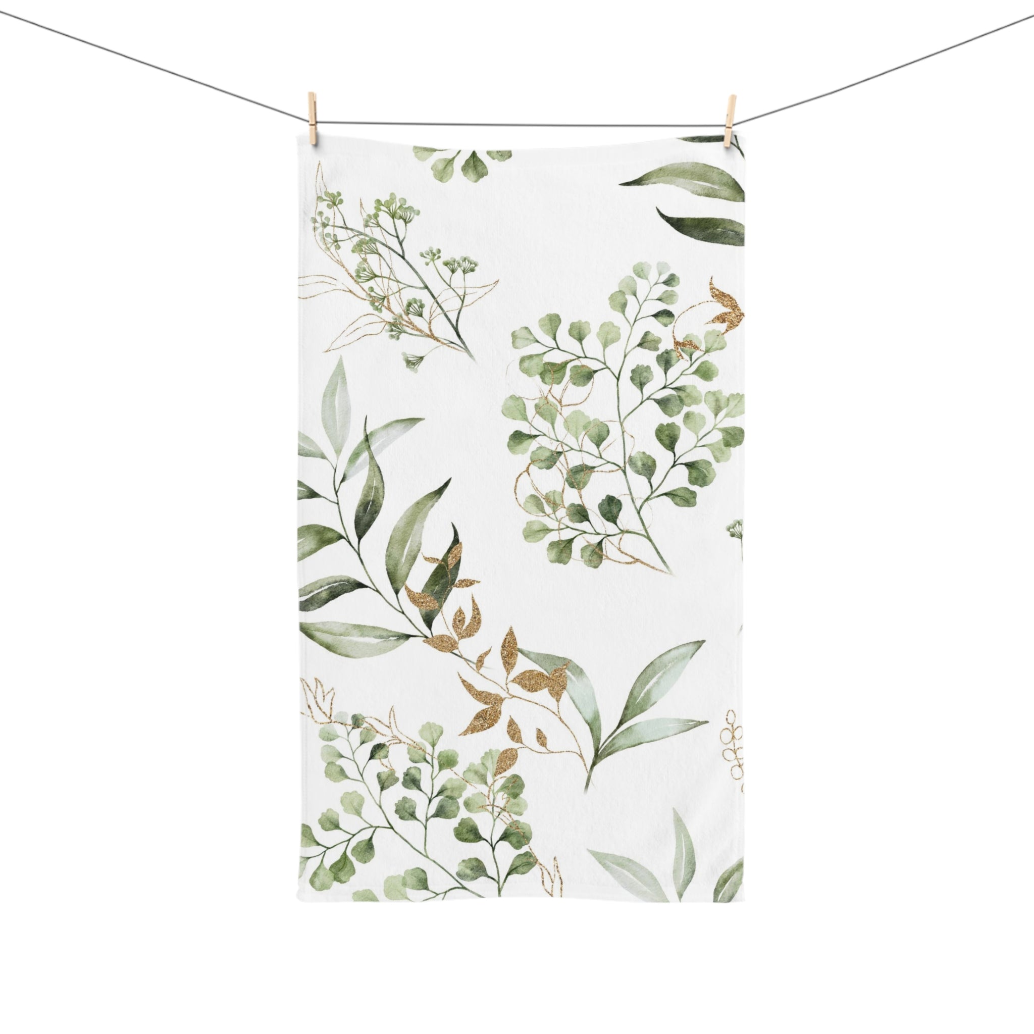 Floral Kitchen, Bath Hand Towel | Sage Green White