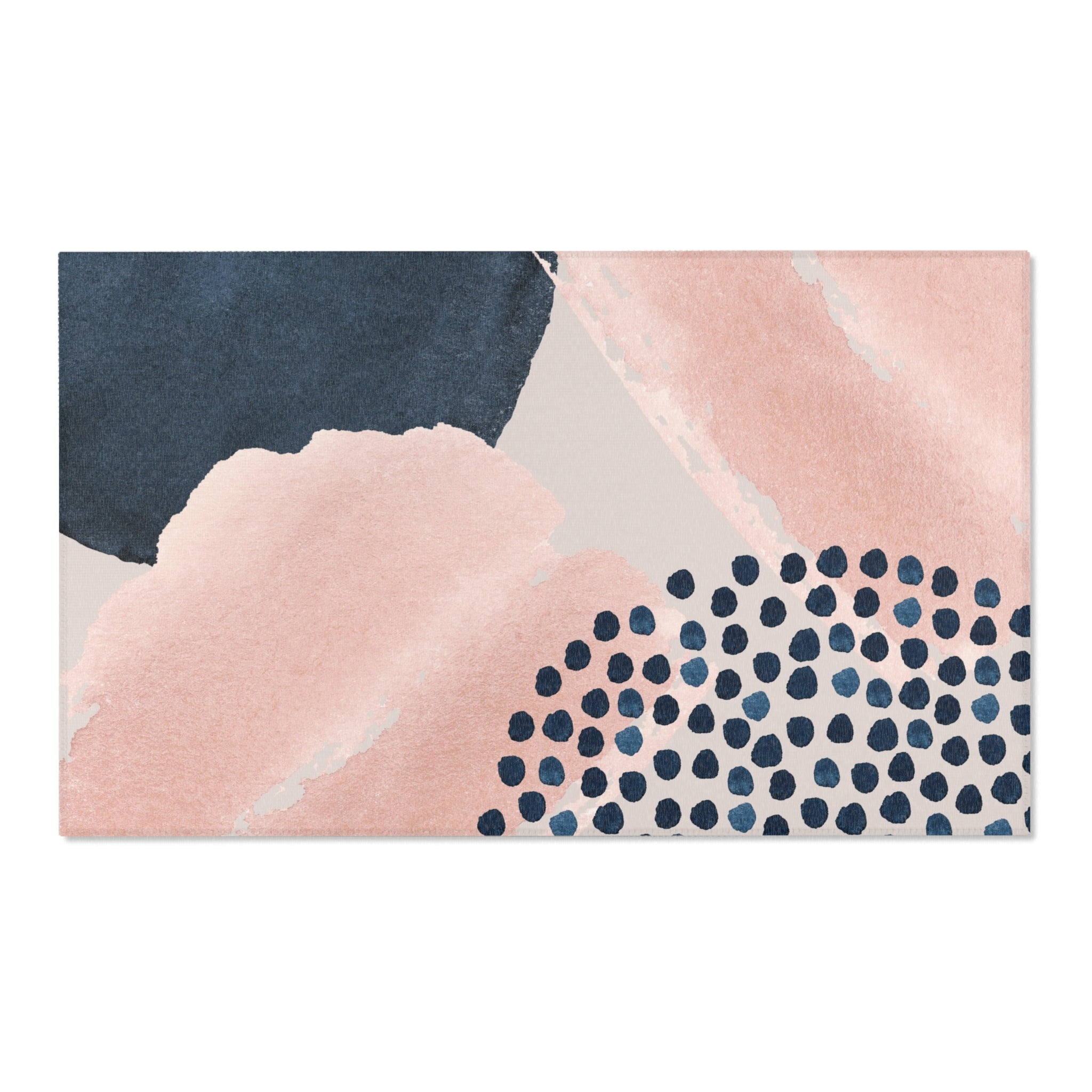 Abstract Area Rug | Blush Grey, Navy Blue Watercolor