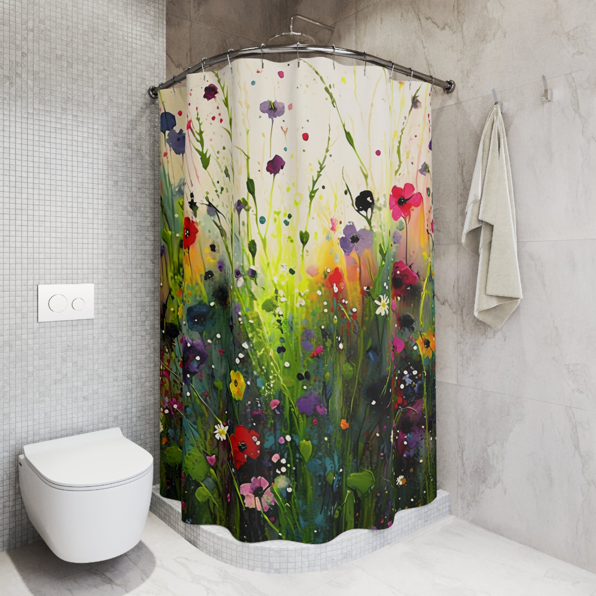 Wildflowers Shower Curtain | Boho Abstract Floral