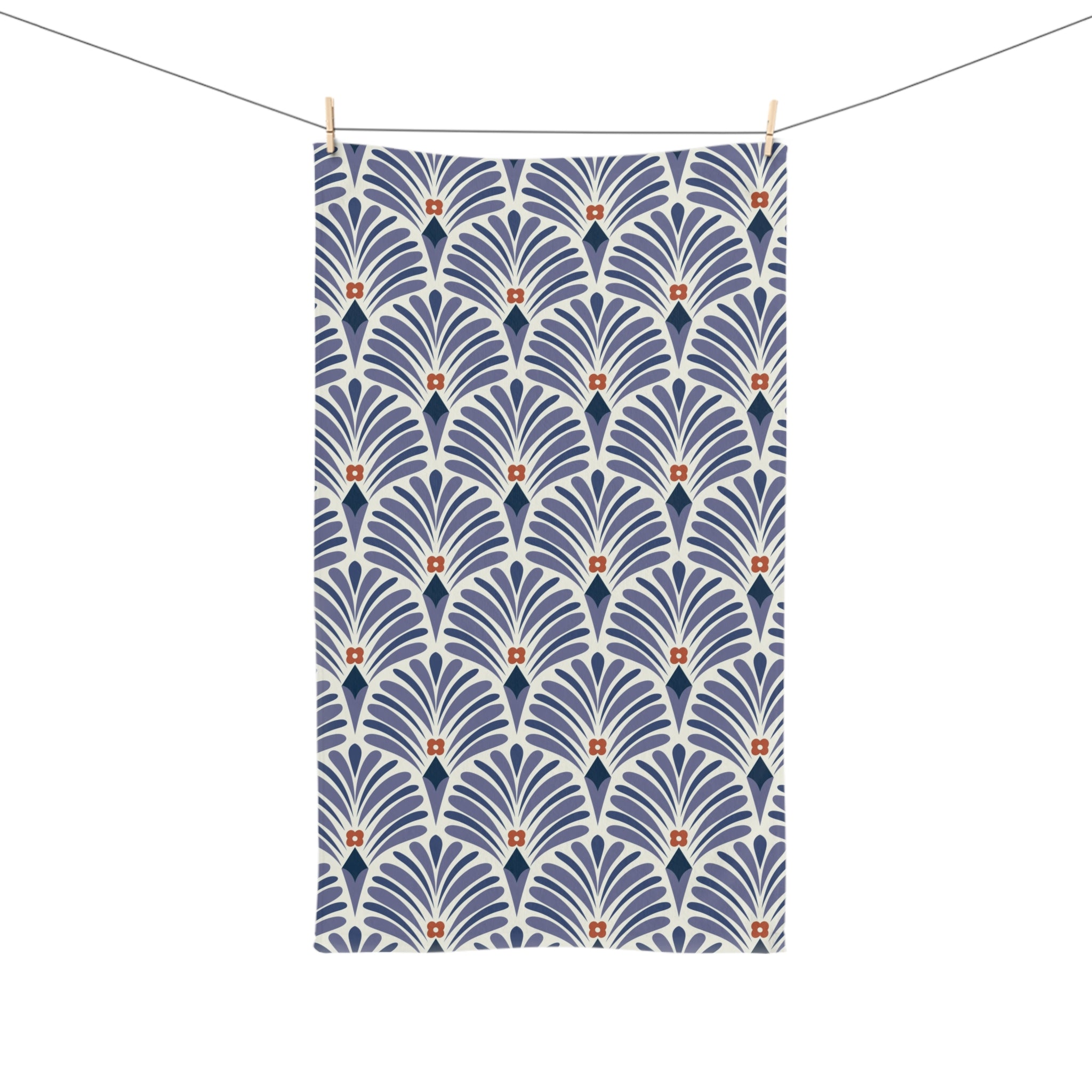 Boho Kitchen, Bath Hand Towel | Art Deco Lavender Purple Blue