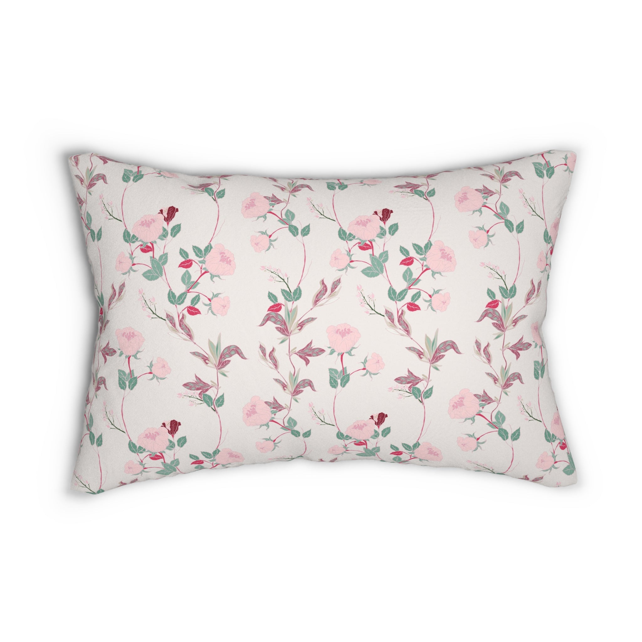 Floral Lumbar Pillow | Blush Pink, Sage Green Botanical