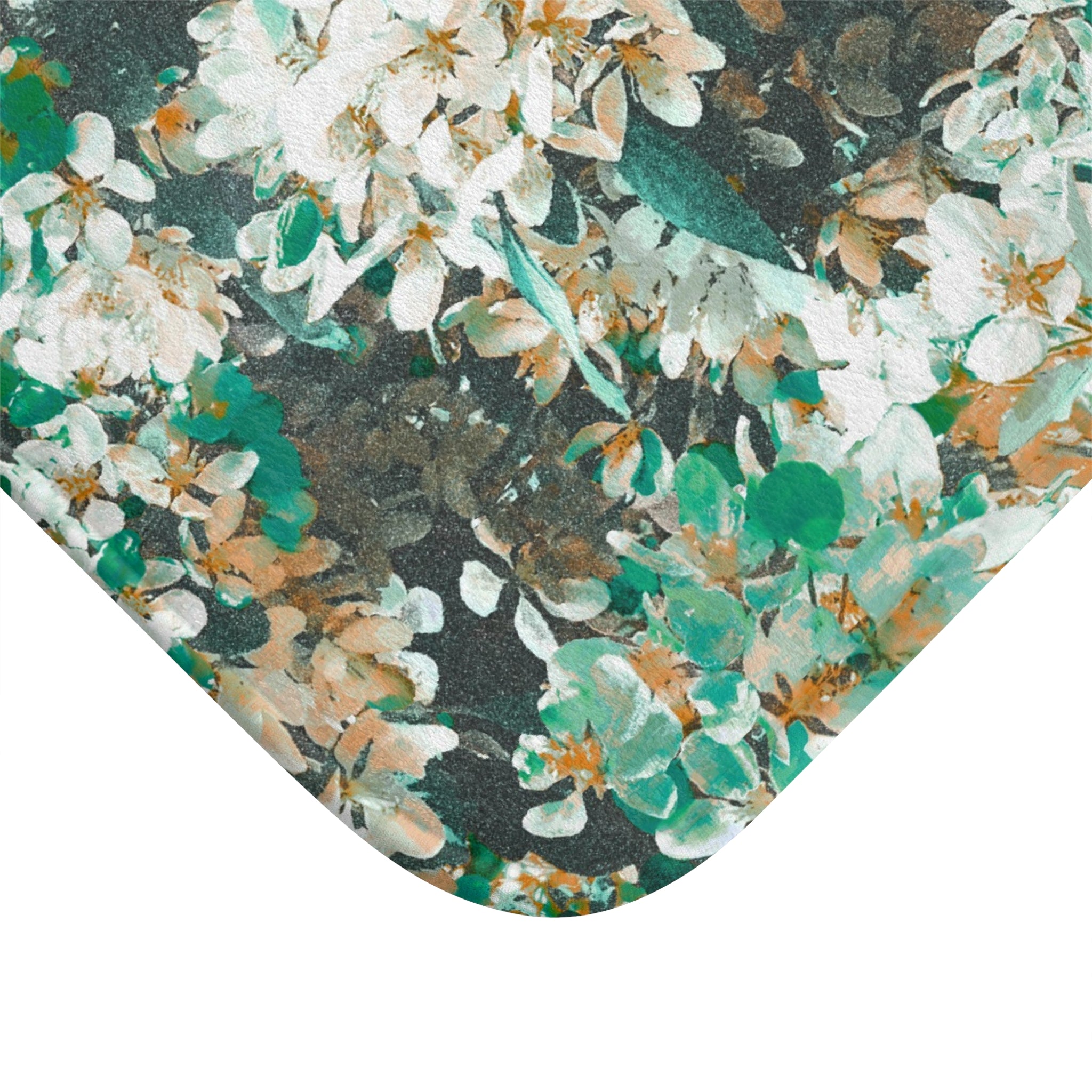 Floral Bath Mat | Green Beige White Kitchen Mat