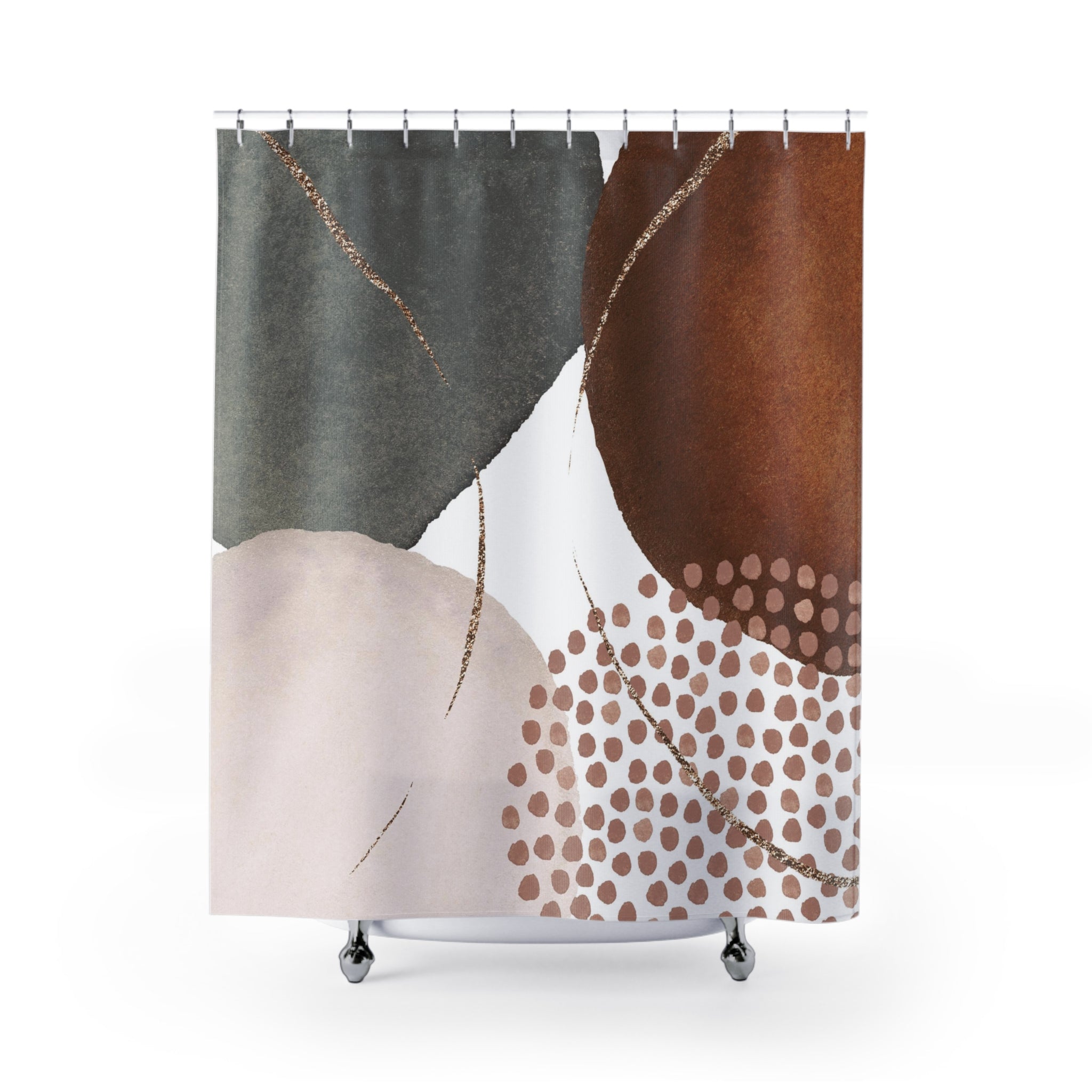 abstract boho fabric shower curtains