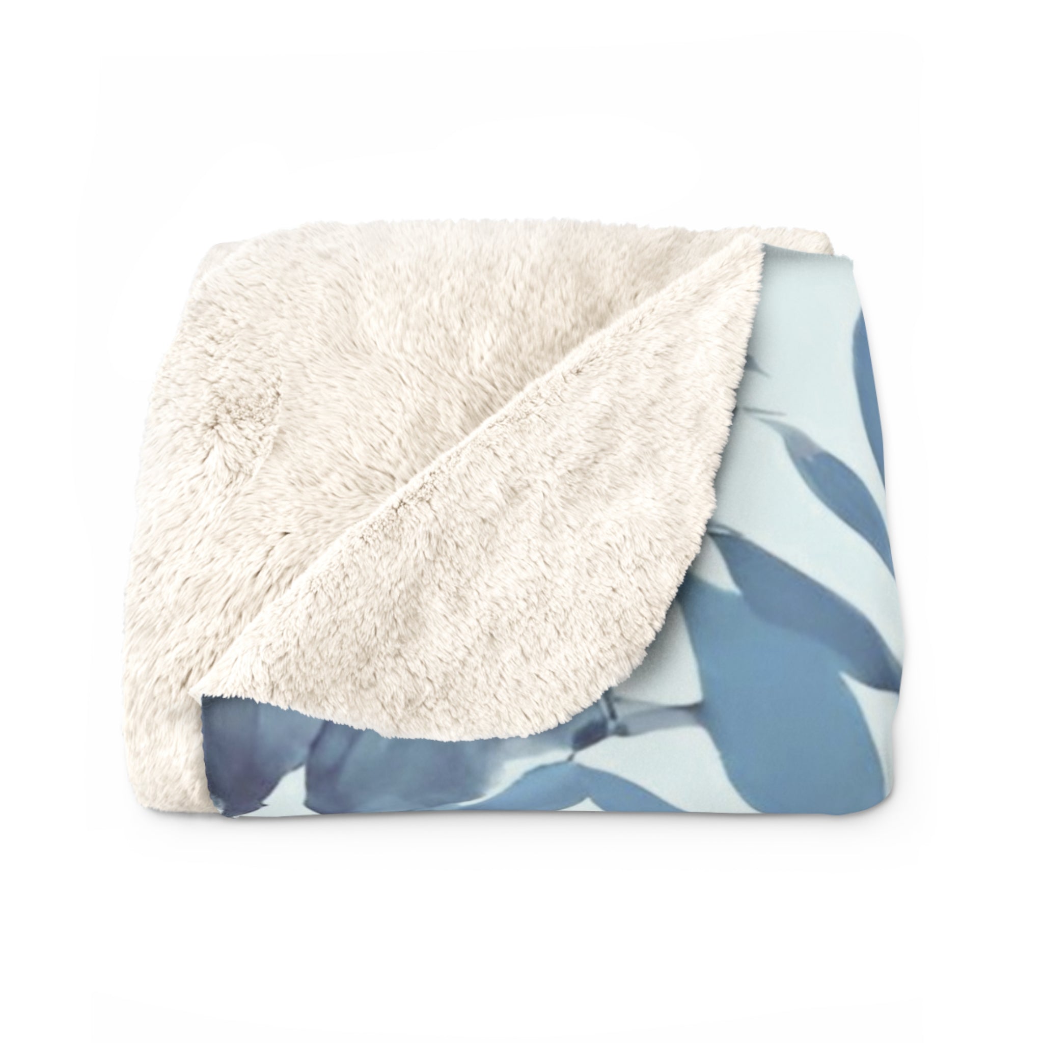 Comfy Blanket | Floral Pale Navy Blue, Eucalyptus Leaves