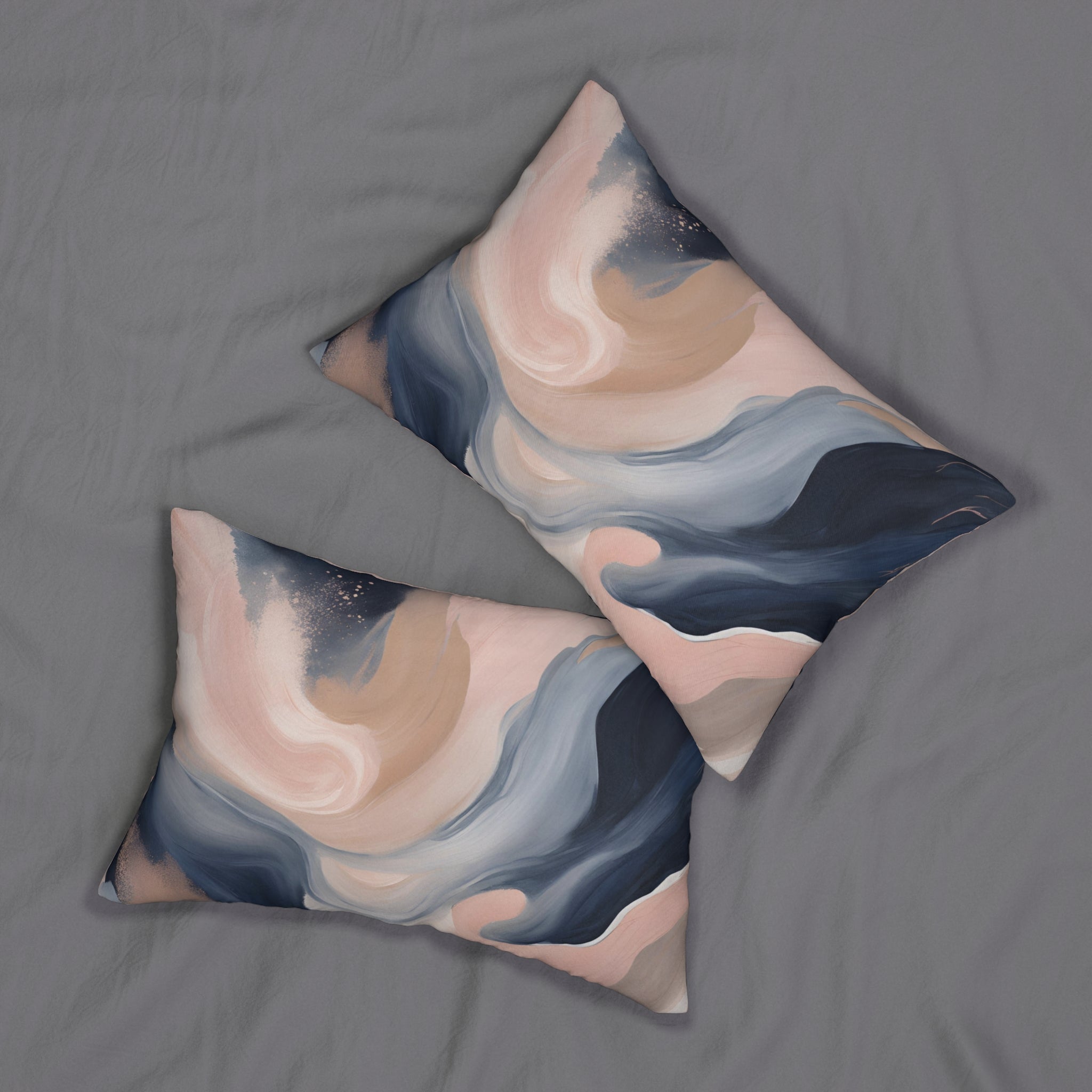 Abstract Lumbar Pillow | Blush Pink, Navy Blue Watercolor